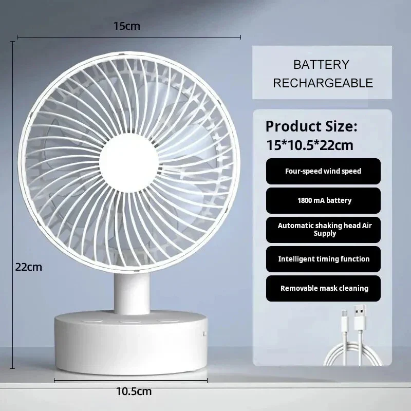 Portable Rechargeable Fan 4-Speed Silent 8-Hour Timer - Image 7