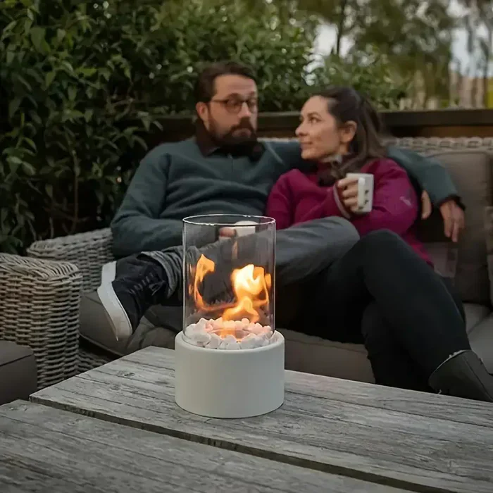 Portable Table Lantern Gas Flame Outdoor Indoor Modern Steel Glass Table Lamp - Image 6
