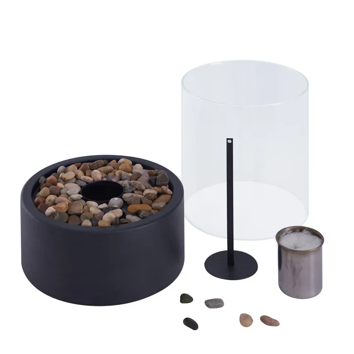 Portable Table Lantern Gas Flame Outdoor Indoor Modern Steel Glass Table Lamp - Image 7