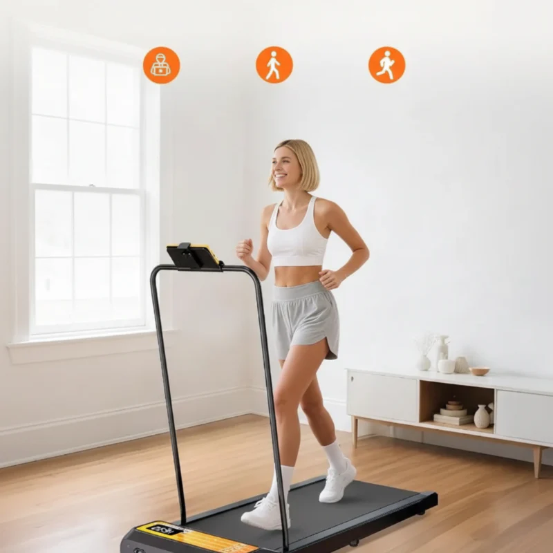 Portable Under Desk Walking Pad Treadmill 2.5HP Incline Handrail Home Use