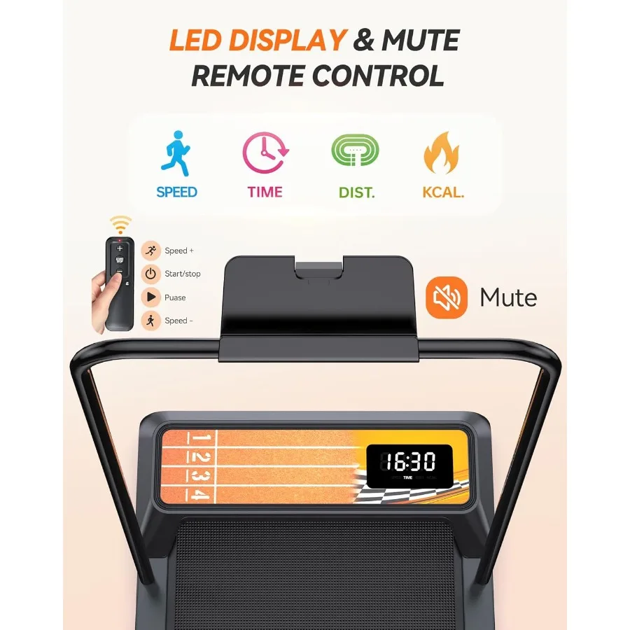 Portable Under Desk Walking Pad Treadmill 2.5HP Incline Handrail Home Use - Image 3