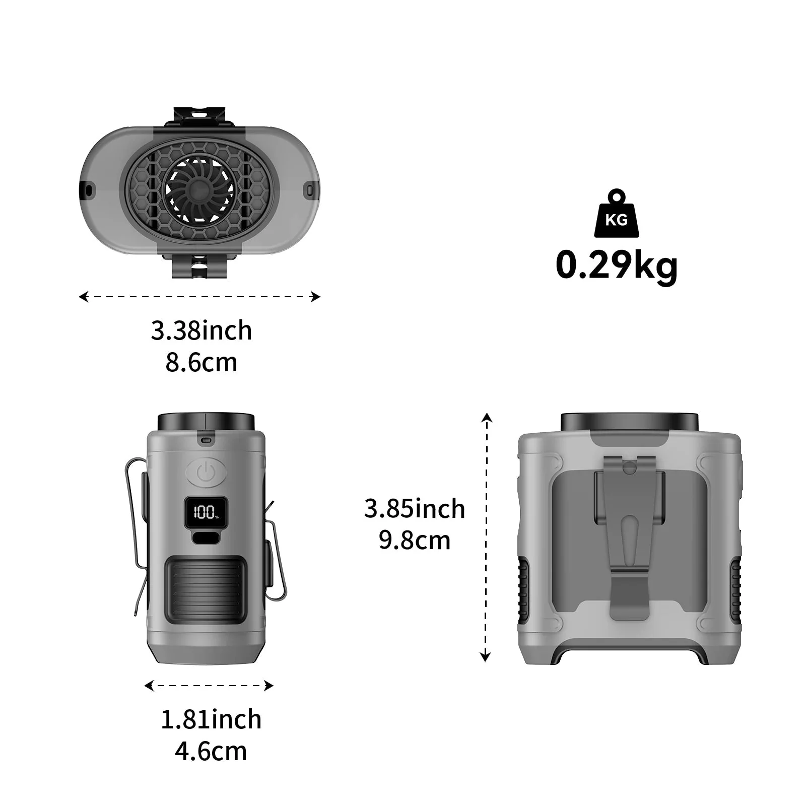 Portable Waist Fan 10000mAh Rechargeable Clip Fan with LED Light Power Bank - Image 2