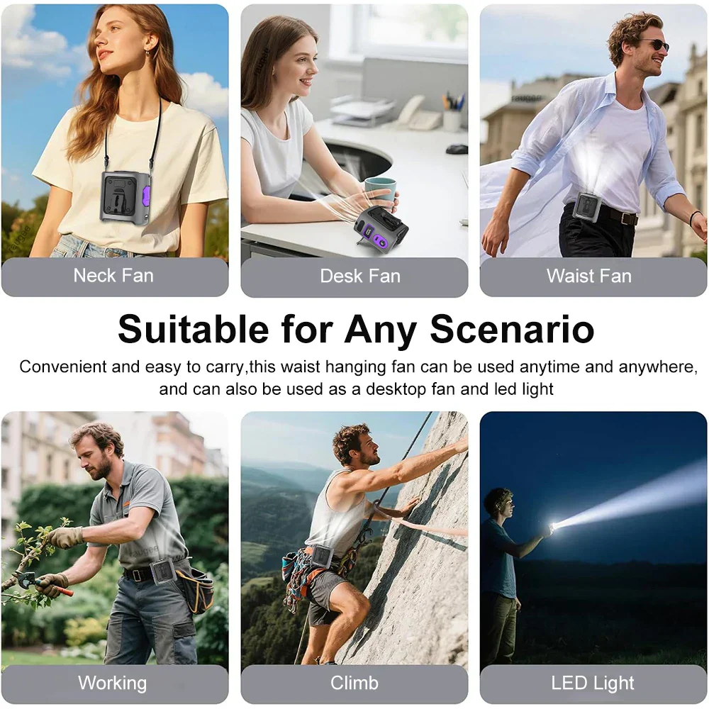 Portable Waist Fan 8000mAh Semiconductor Cooling 100-Speed - Image 5