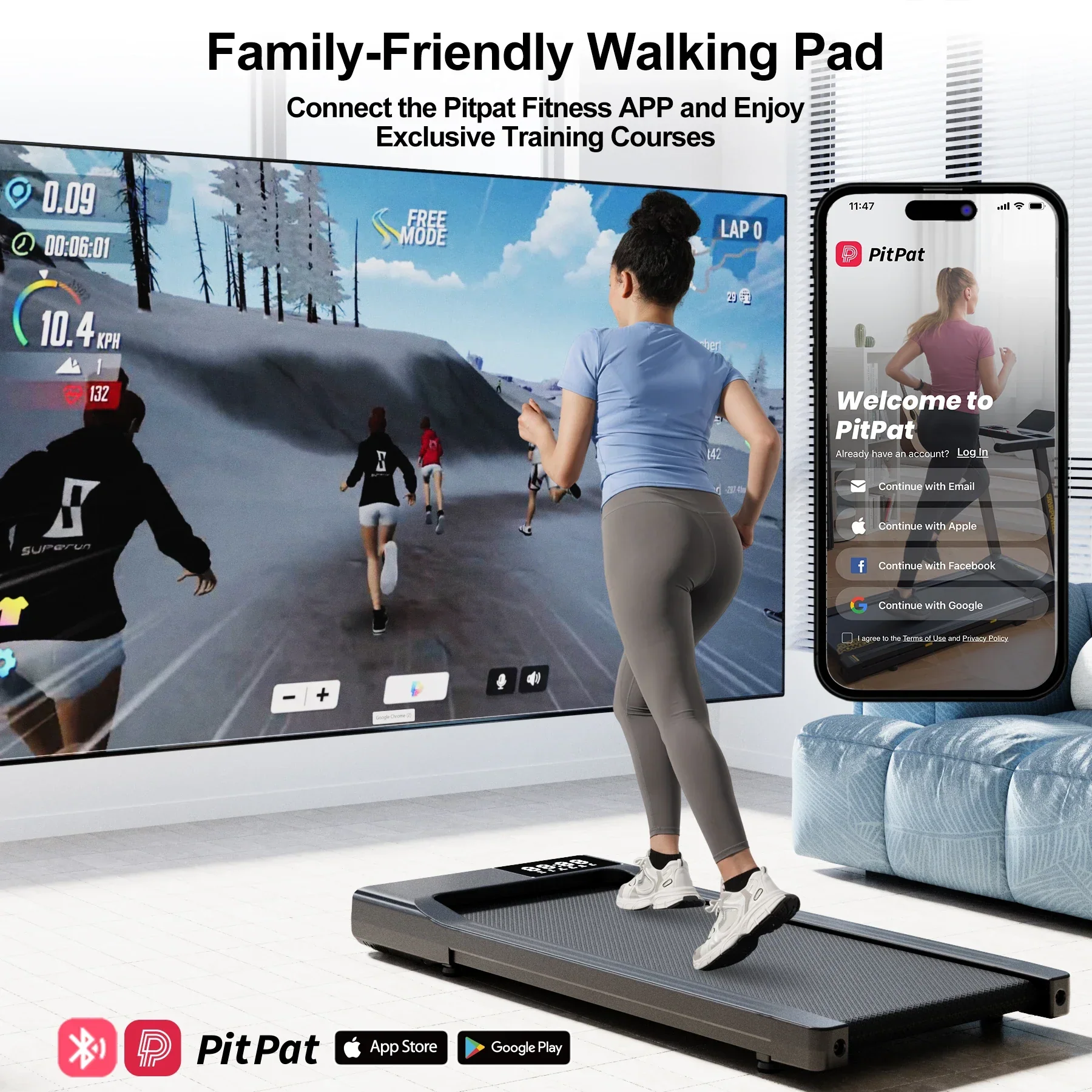 Portable Walking Treadmill 2.5HP Home Office Exercise Machine 1–6km/h - Image 3