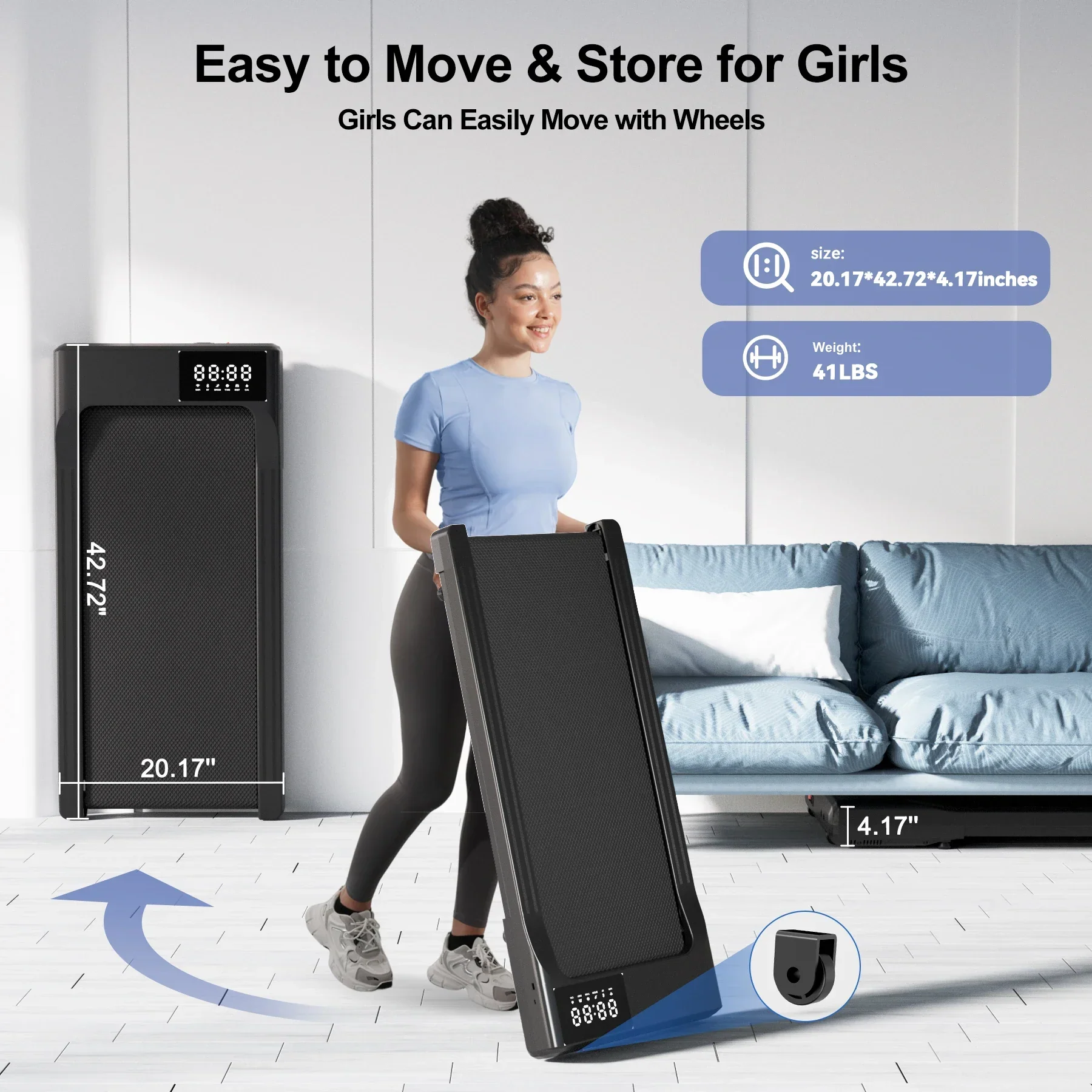 Portable Walking Treadmill 2.5HP Home Office Exercise Machine 1–6km/h - Image 4