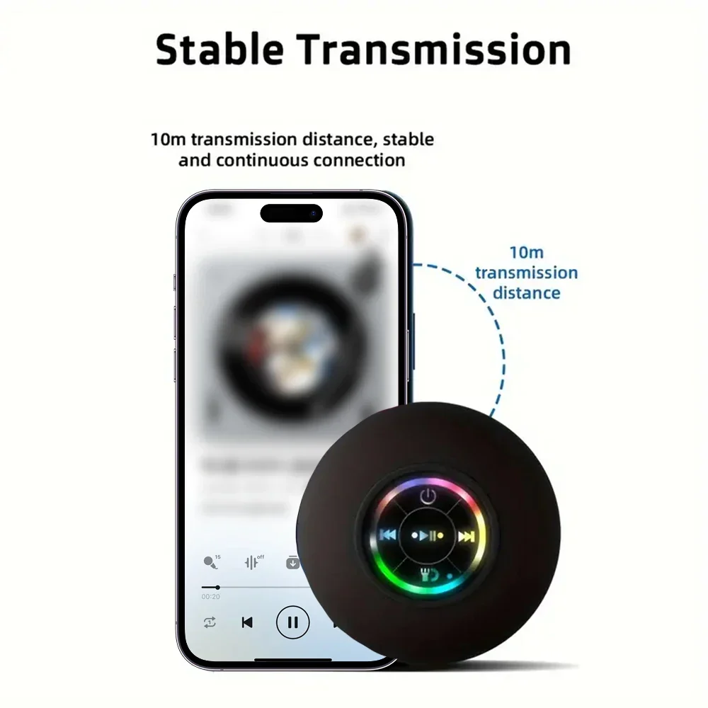 Portable Waterproof Bluetooth Speaker with LED Light Suction Cup Outdoor - Image 5