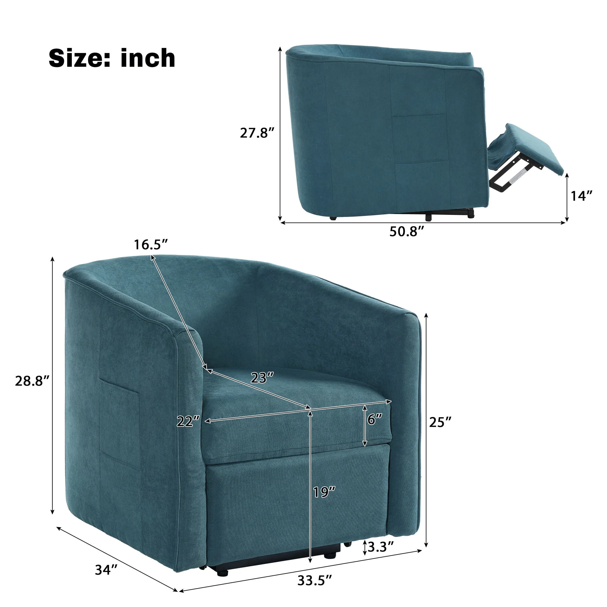 Power Lift Recliner Barrel Shape Reclining Chair with Footrest and Side Pocket - Image 10