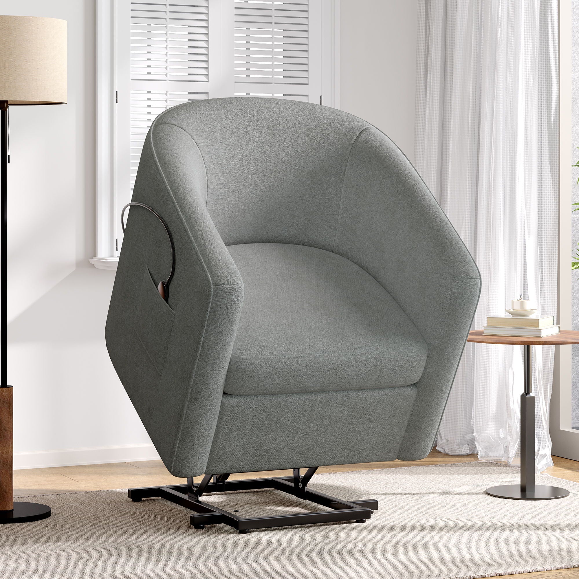Power Lift Recliner Barrel Shape Reclining Chair with Footrest and Side Pocket - Image 4