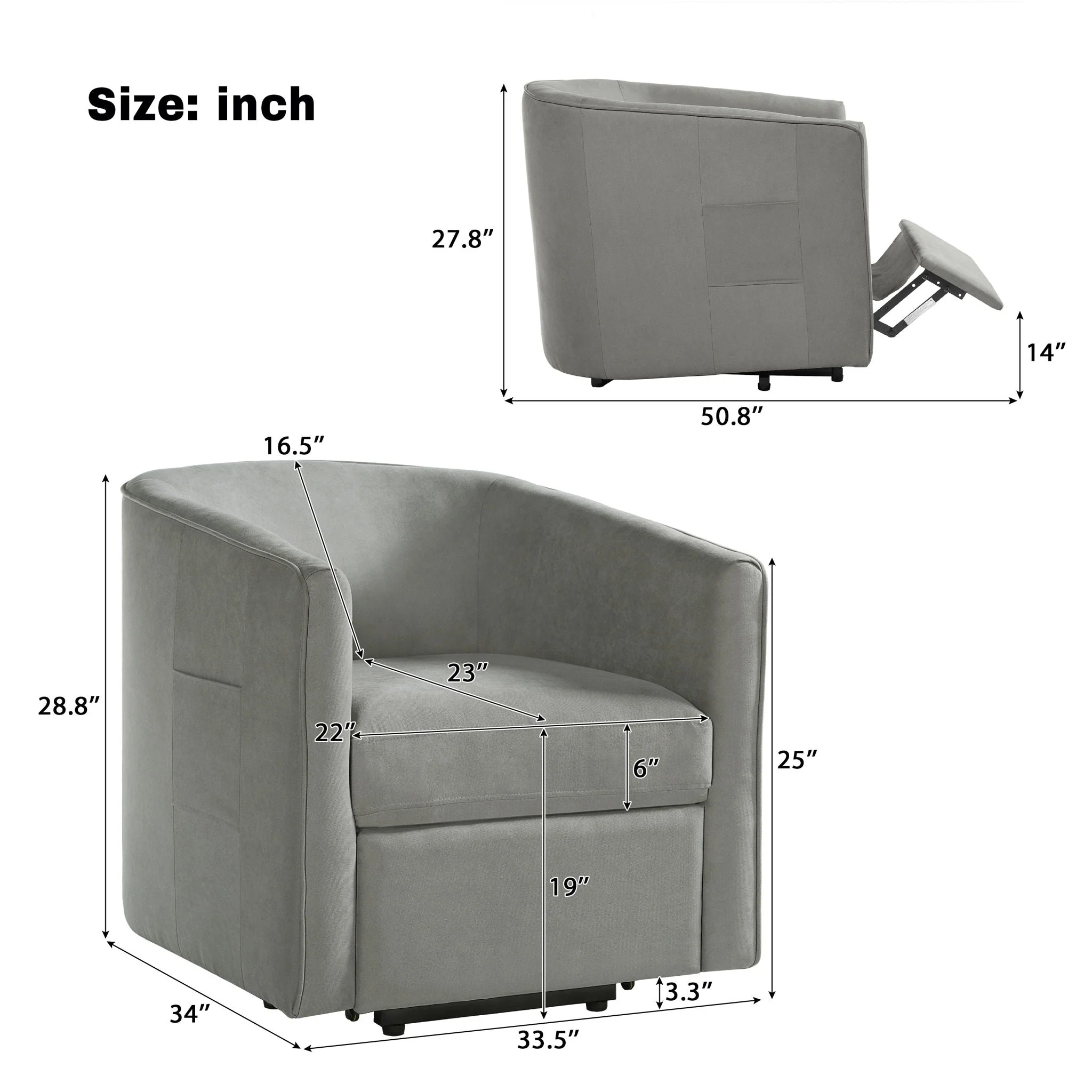 Power Lift Recliner Barrel Shape Reclining Chair with Footrest and Side Pocket - Image 5