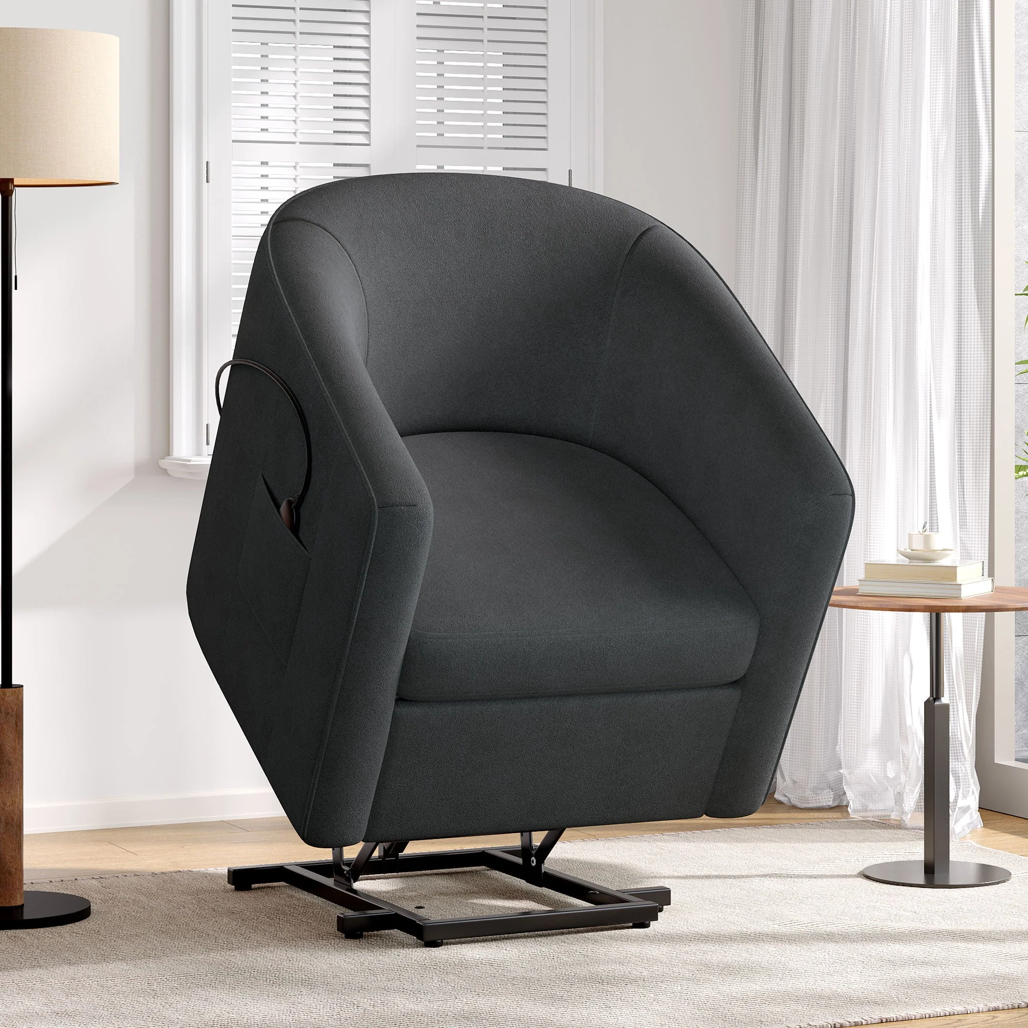 Power Lift Recliner Barrel Shape Reclining Chair with Footrest and Side Pocket - Image 7