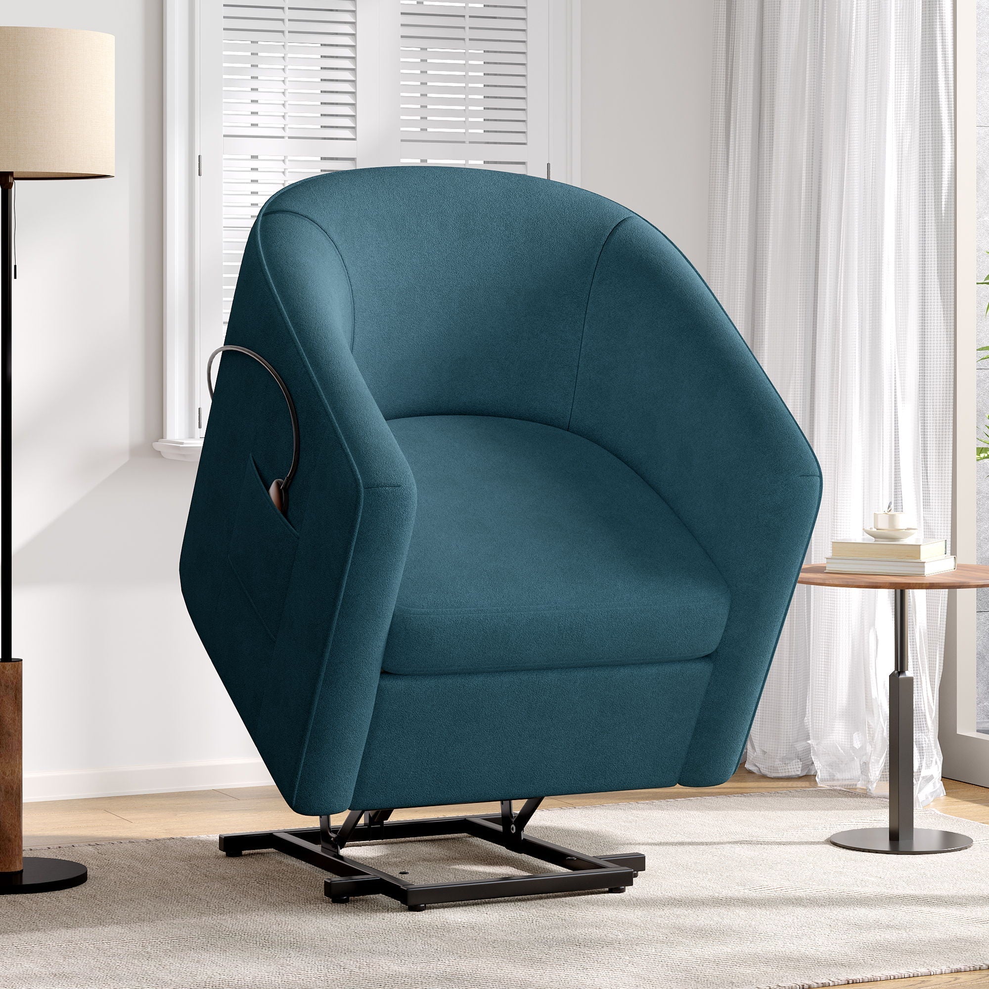 Power Lift Recliner Barrel Shape Reclining Chair with Footrest and Side Pocket - Image 8