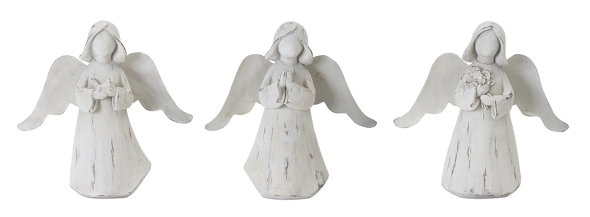 Praying angel figurine with metal wings (set of 6) - Image 2