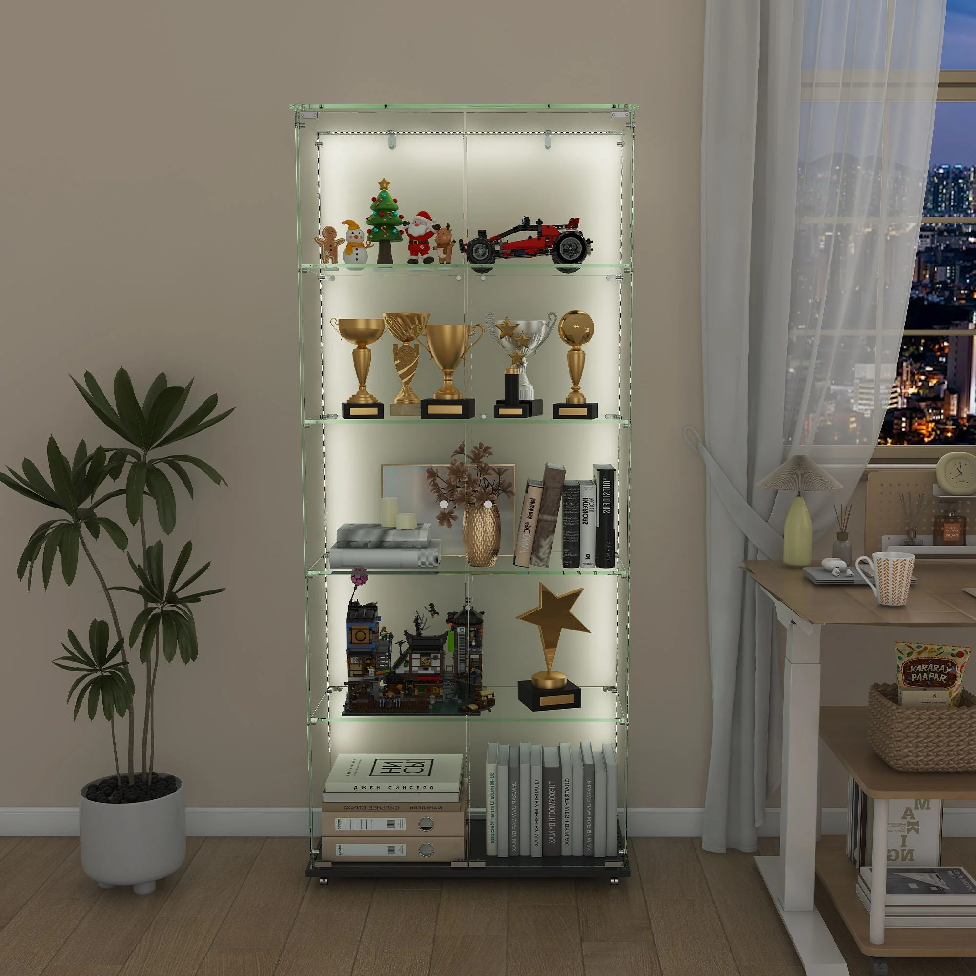 Premium 5 Tier Glass Display Case With 5 Dynamic LED Modes - Image 3