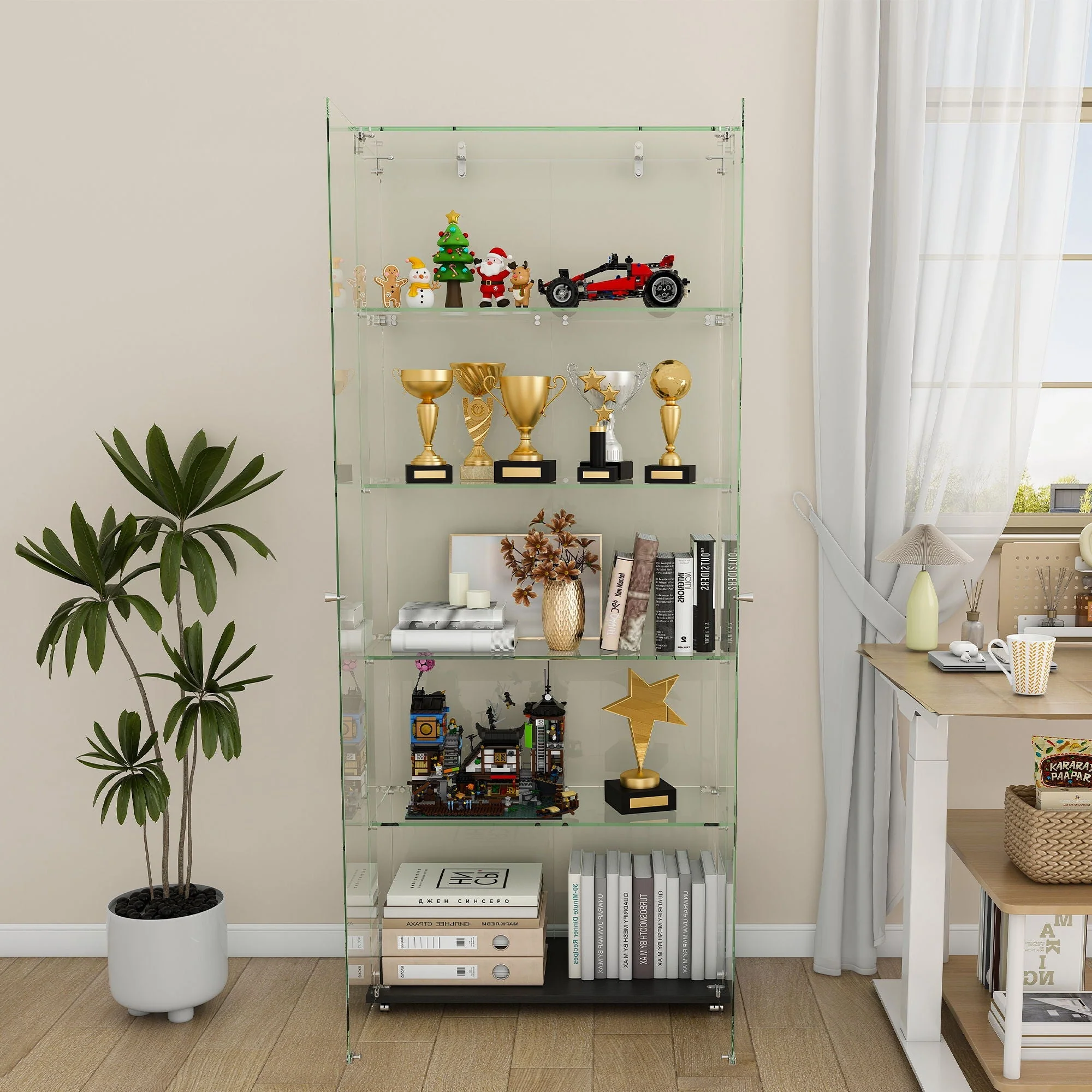 Premium 5 Tier Glass Display Case With 5 Dynamic LED Modes - Image 4