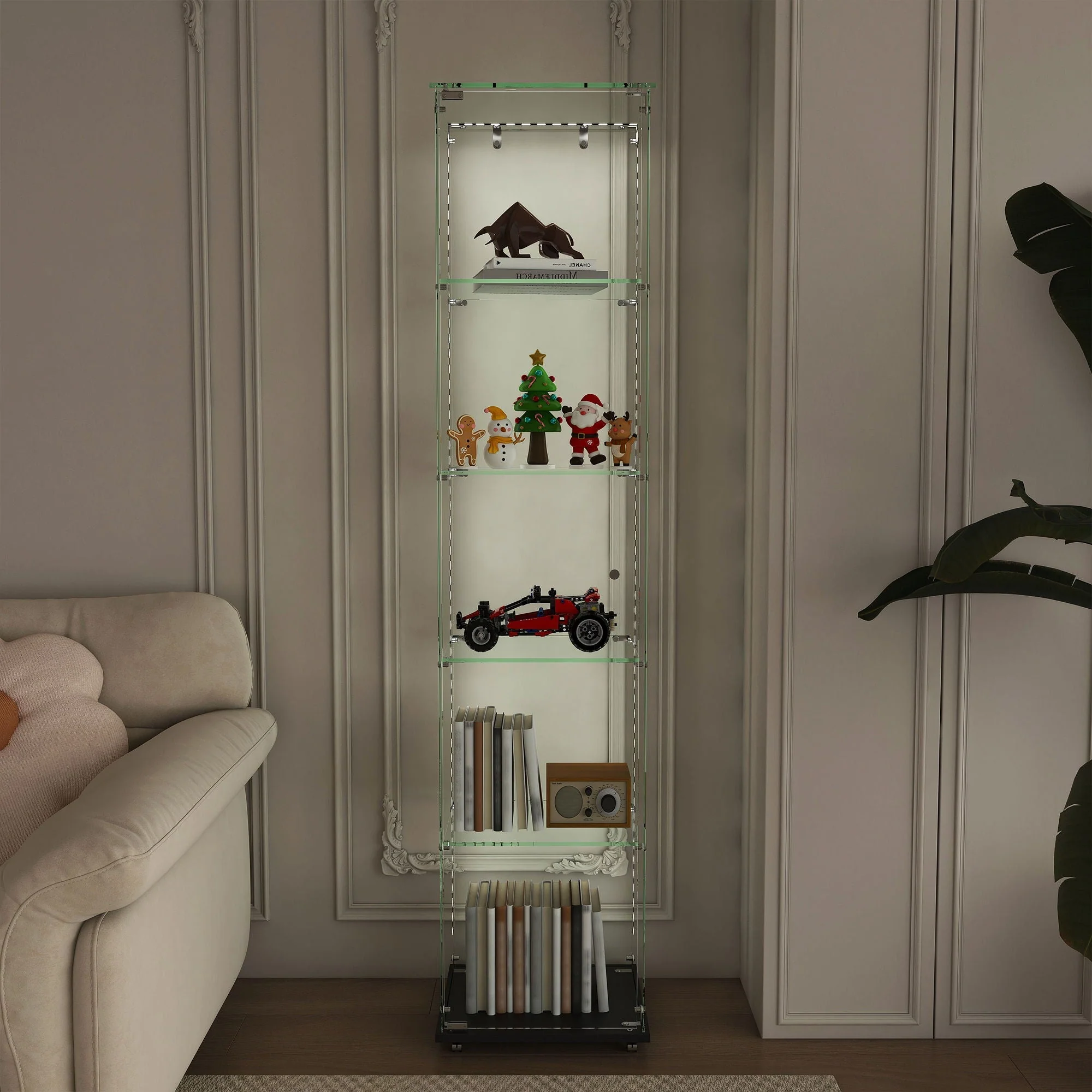 Premium 5 Tier Glass Display Case With 5 Dynamic LED Modes - Image 6