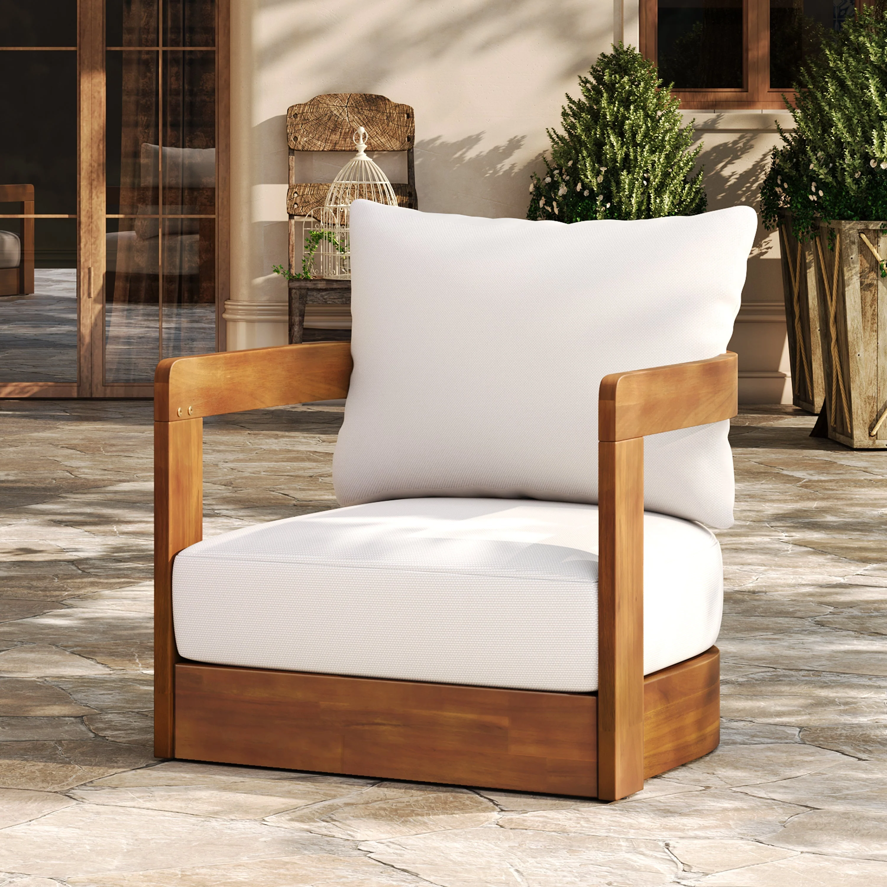 Premium Acacia Wood Outdoor Club Chair - Image 2