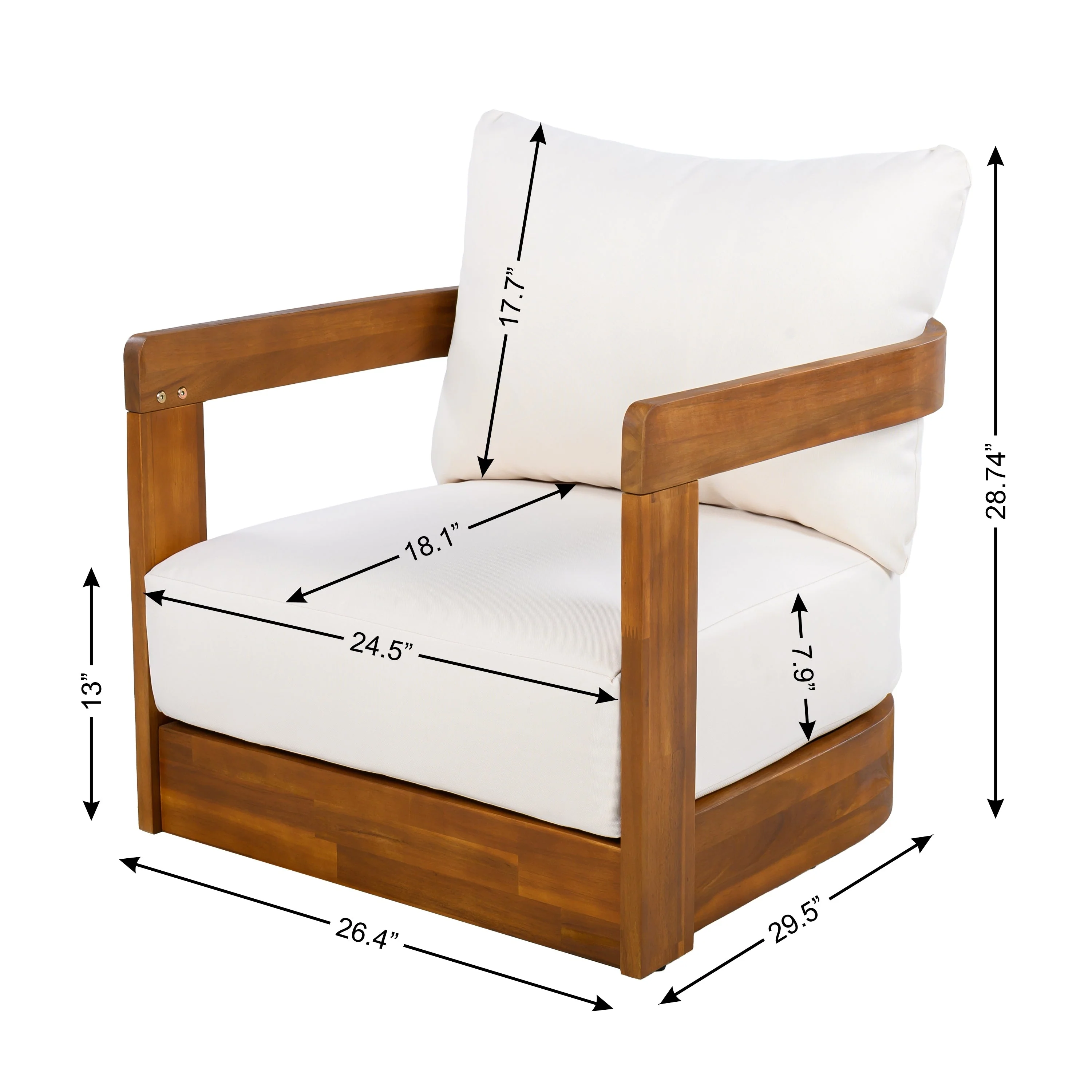 Premium Acacia Wood Outdoor Club Chair - Image 4