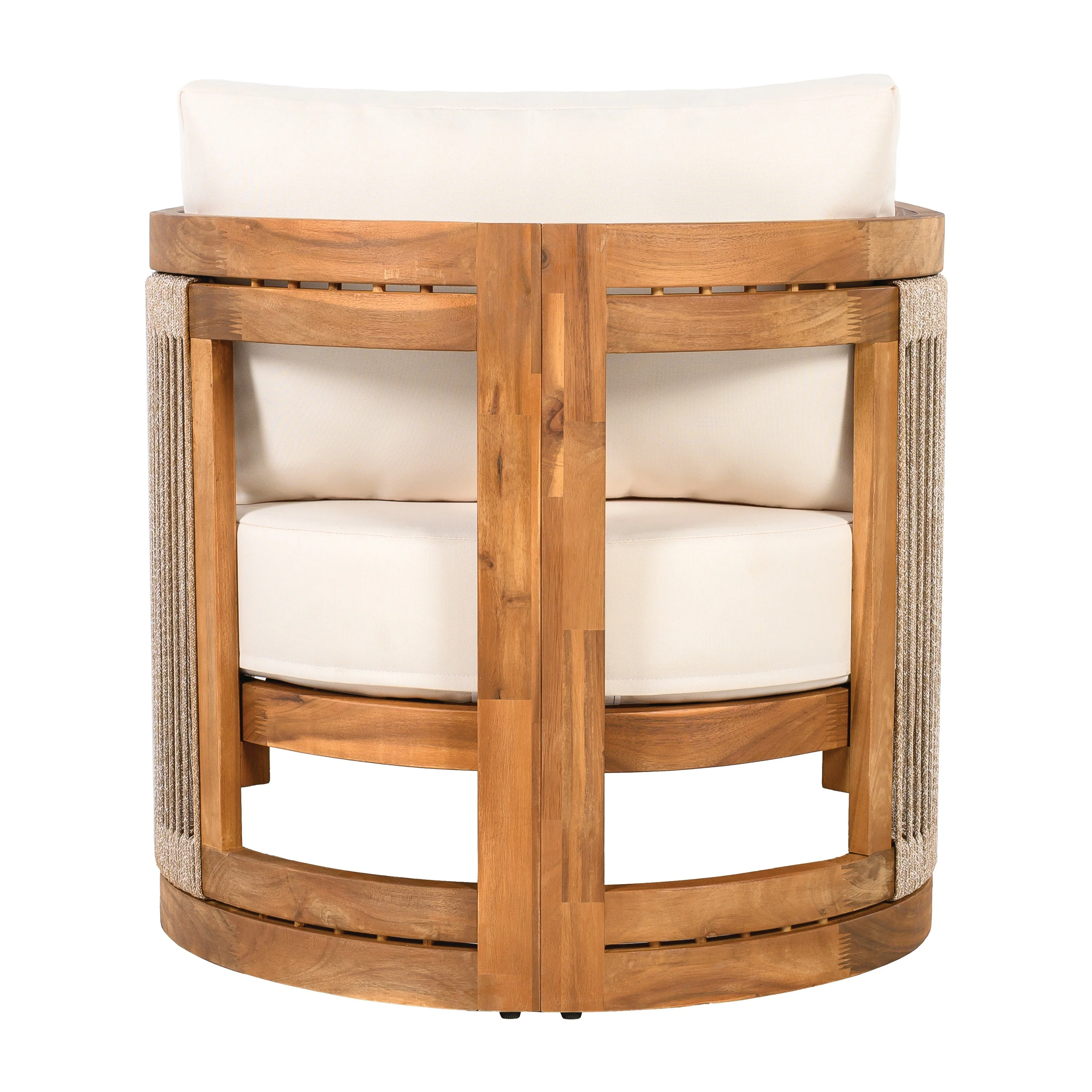 Premium Acacia Wood Outdoor Club Chair with Curved Tub Design - Image 14