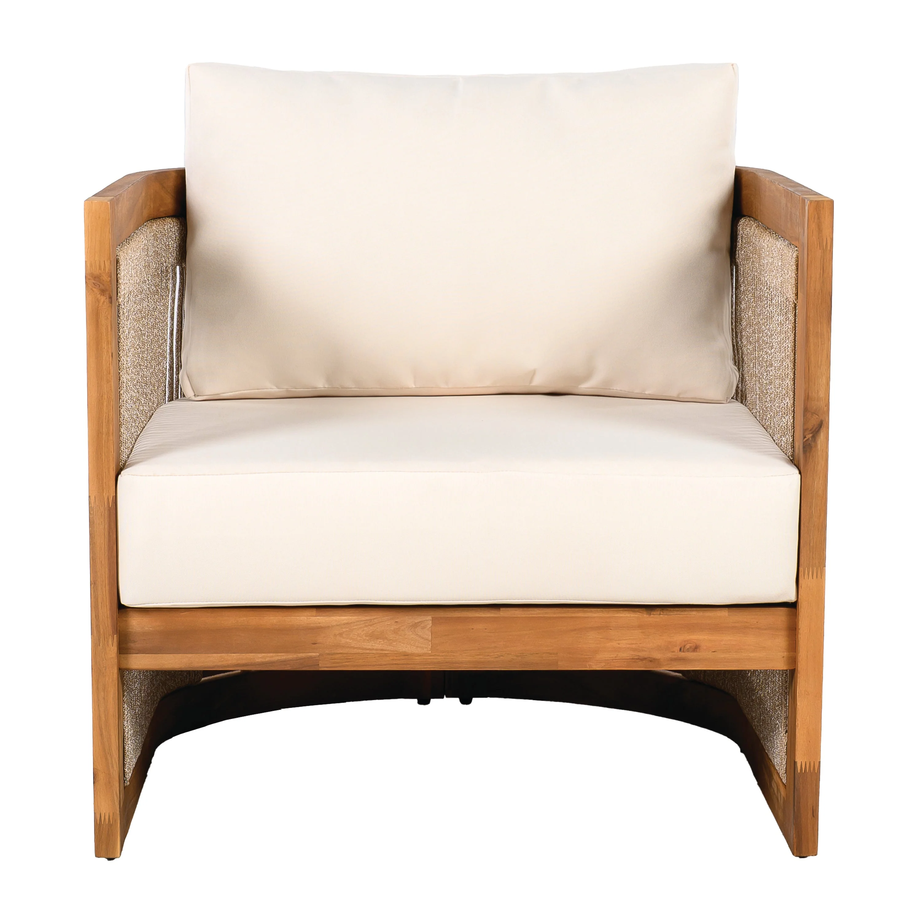 Premium Acacia Wood Outdoor Club Chair with Curved Tub Design - Image 4