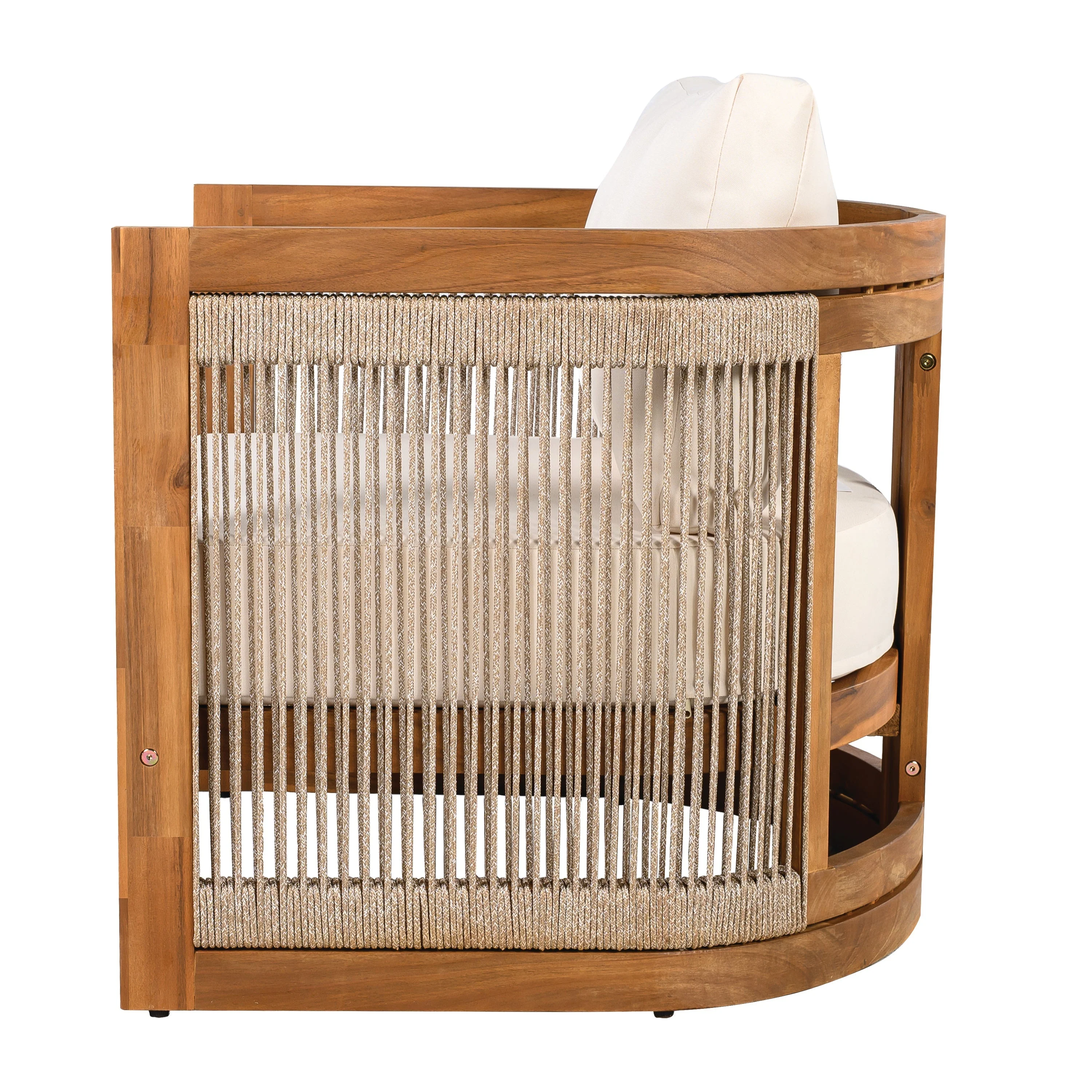 Premium Acacia Wood Outdoor Club Chair with Curved Tub Design - Image 6