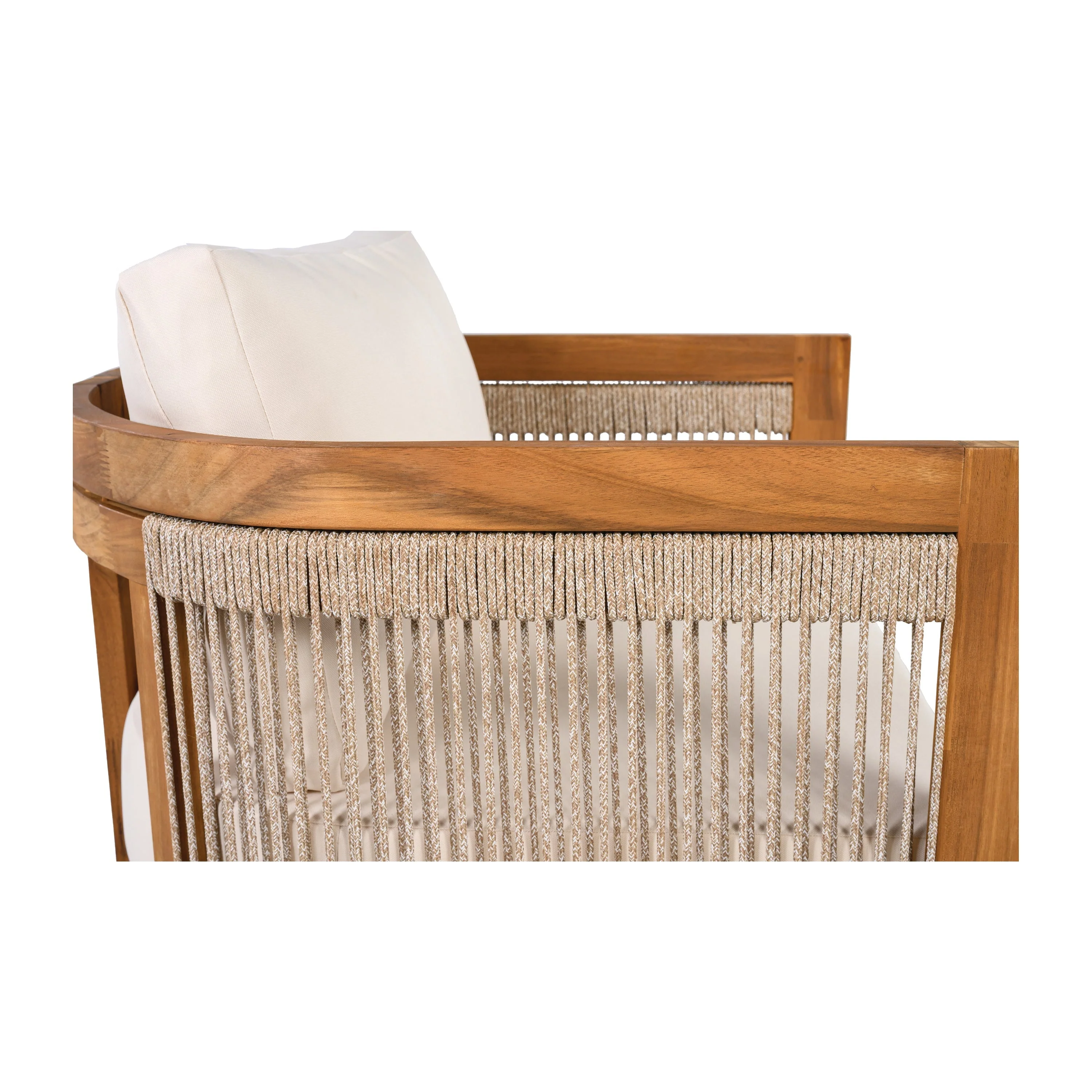 Premium Acacia Wood Outdoor Club Chair with Curved Tub Design - Image 8