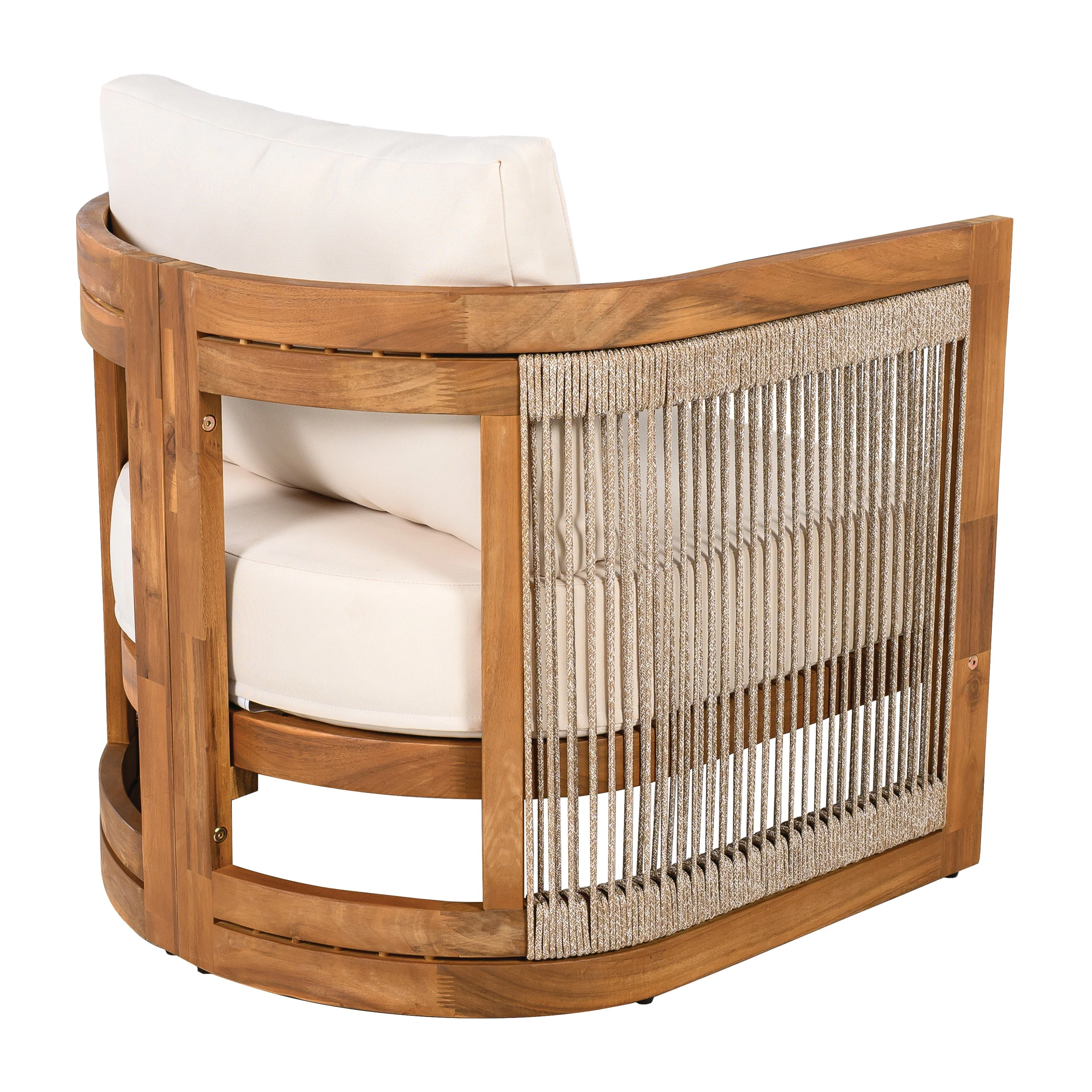 Premium Acacia Wood Outdoor Club Chair with Curved Tub Design - Image 9