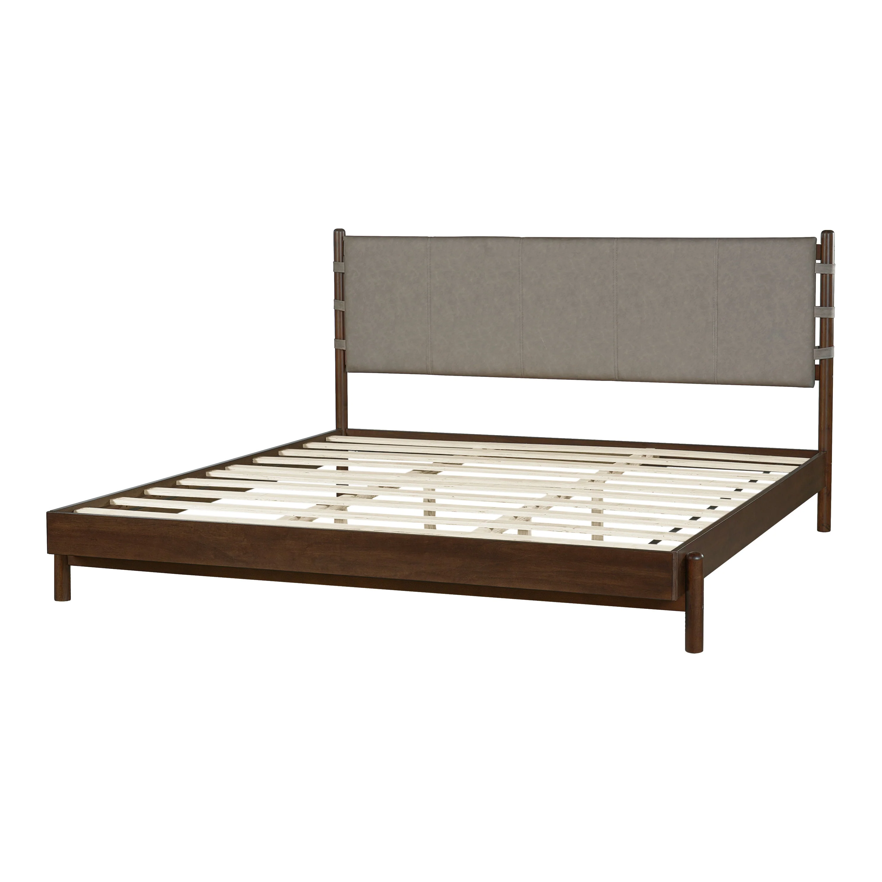 Premium Rubber Wood Platform Bed Frame, King Size with Headboard - Image 4