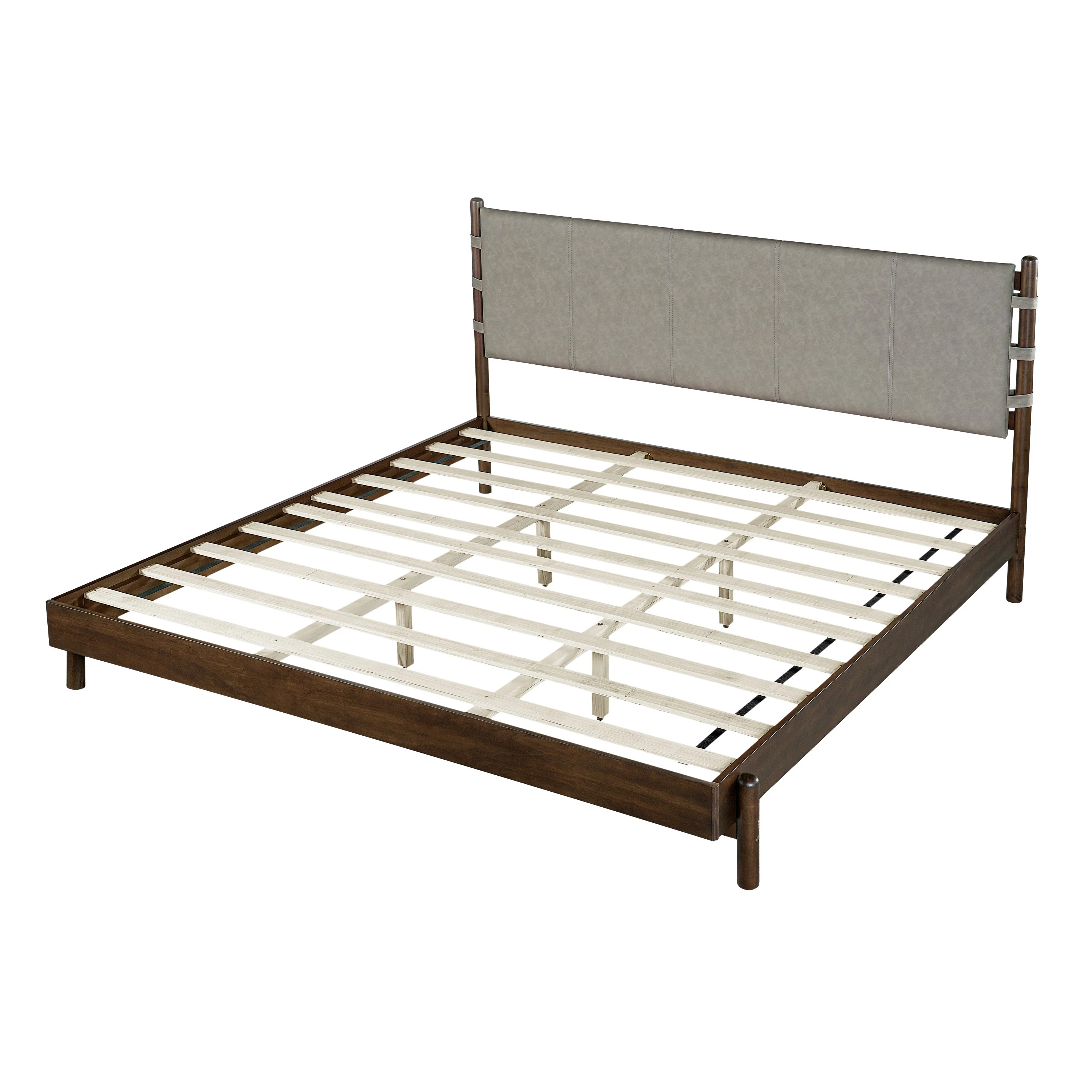 Premium Rubber Wood Platform Bed Frame, King Size with Headboard - Image 5