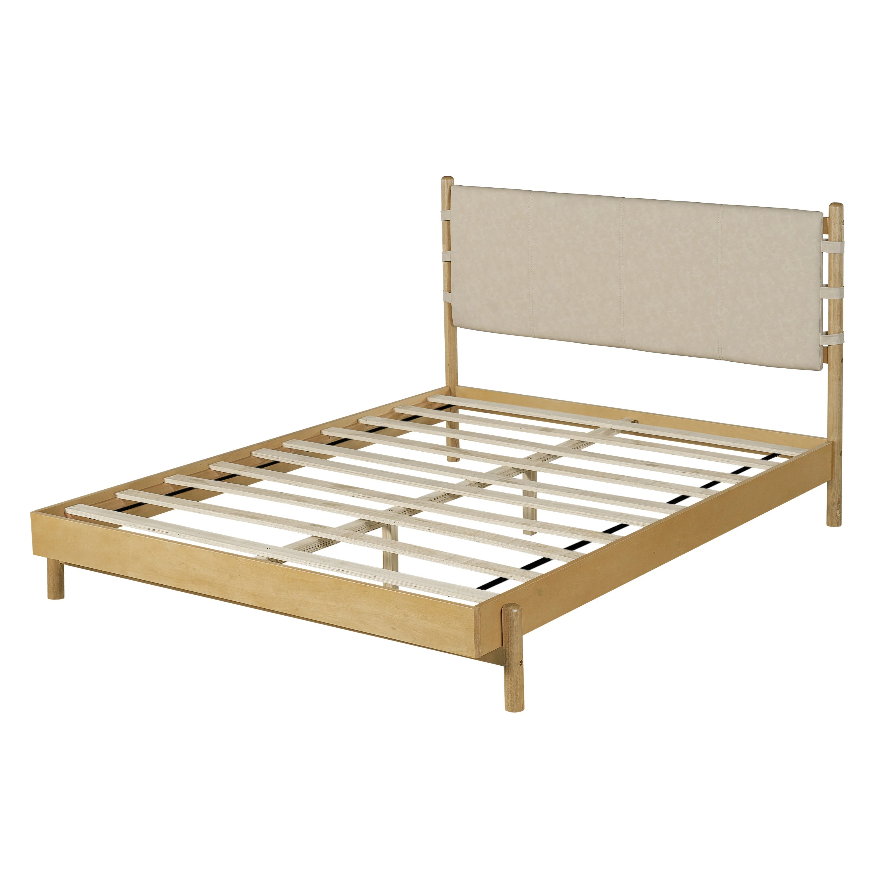 Premium Rubber Wood Platform Bed Frame, Queen Size with Headboard - Image 6