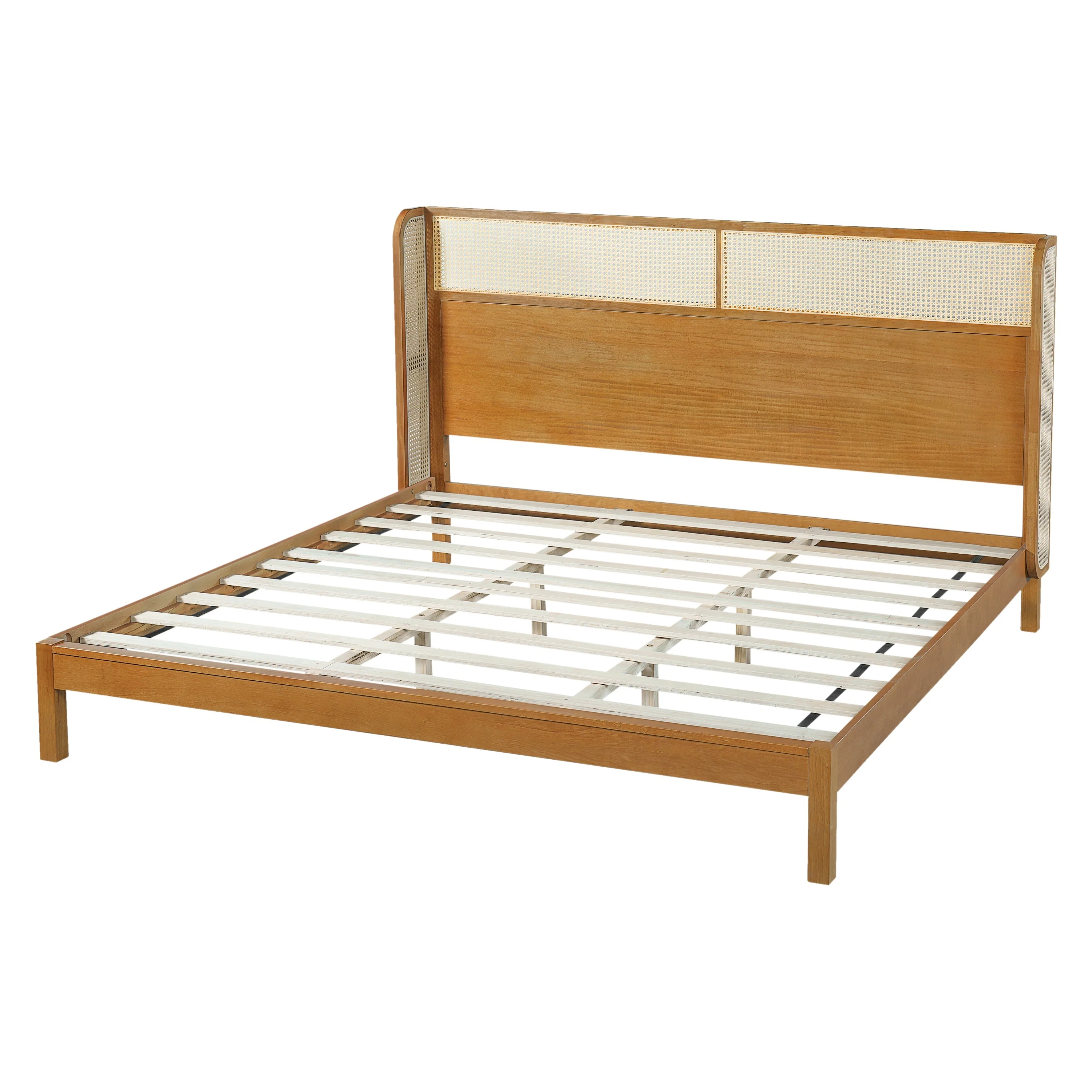 Premium Rubber Wood Platform Bed Frame with Headboard - Image 4