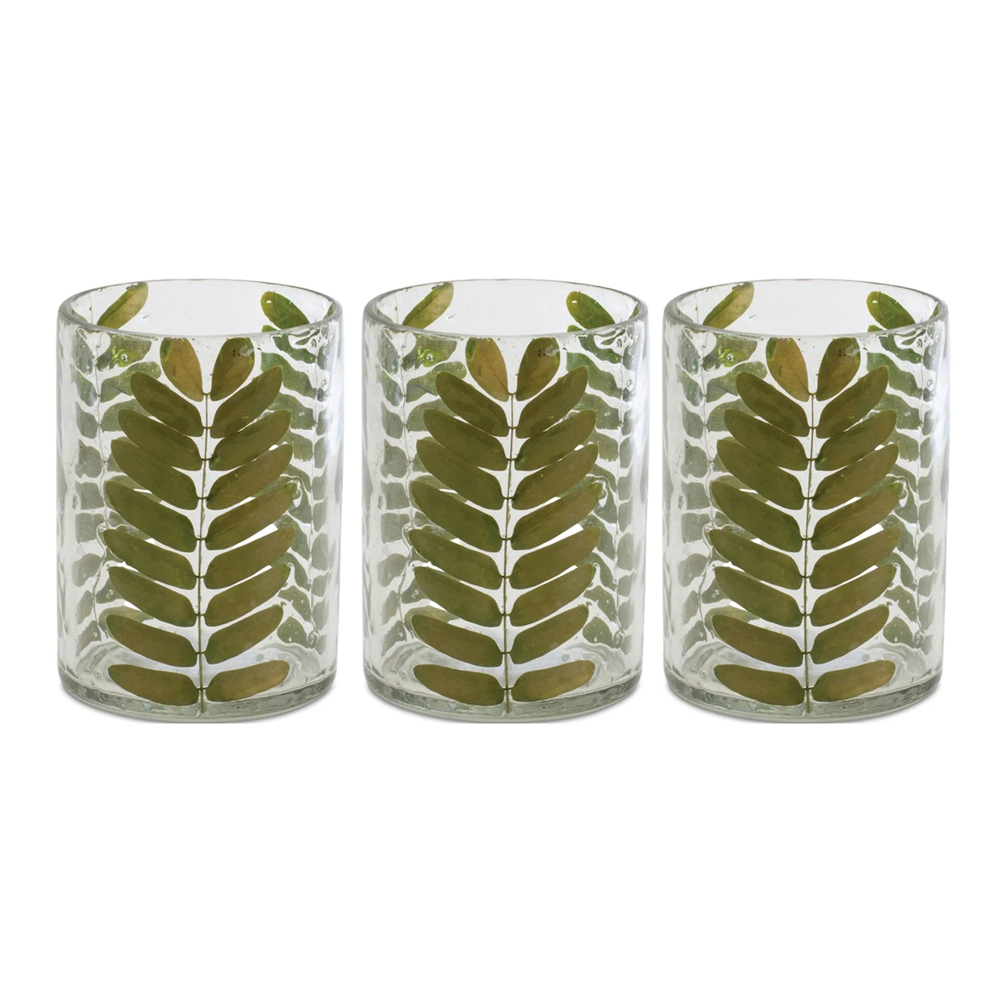 Pressed Leaf Glass Candle Holder (Set of 3) - Image 2