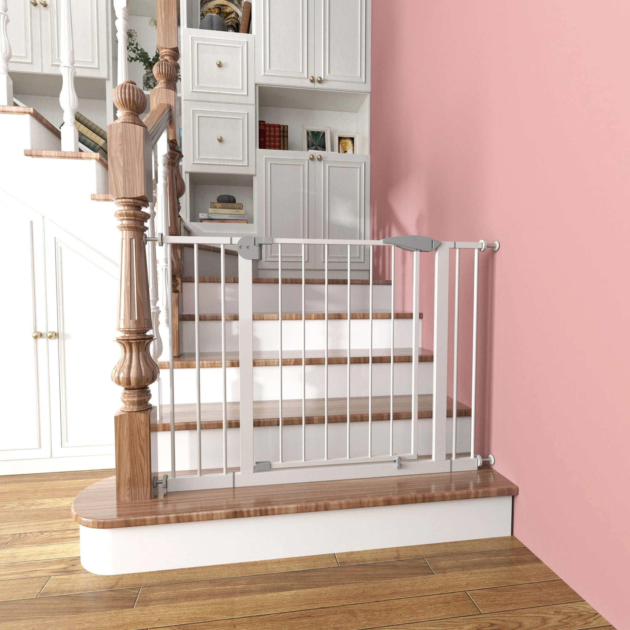 Pressure Mounted Baby Gate For Stairs - White - Image 2