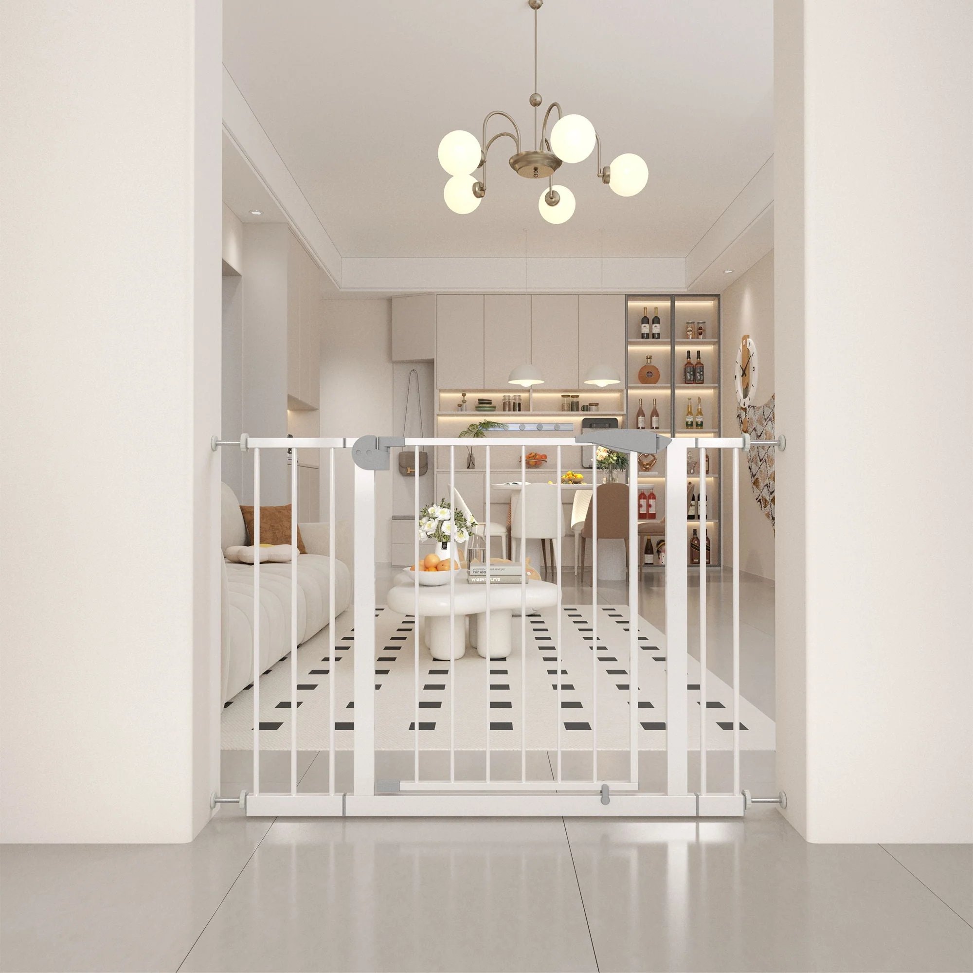 Pressure Mounted Baby Gate For Stairs - White - Image 4