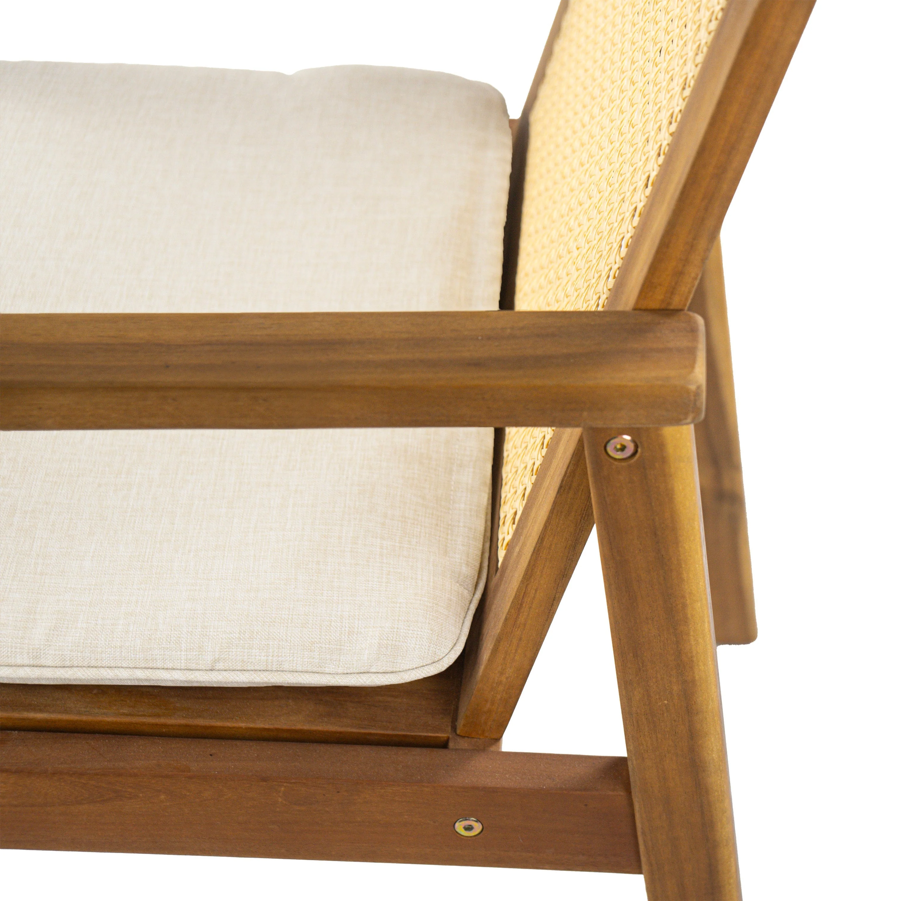 Preston Outdoor Patio 7-Piece Dining Set with Acacia Wood Chairs and Beige Cushions - Image 16