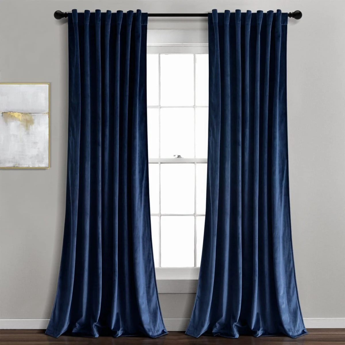 Prima Velvet Solid Back Tab Rod Pocket Light Filtering Window Curtain Panel Set - Image 3