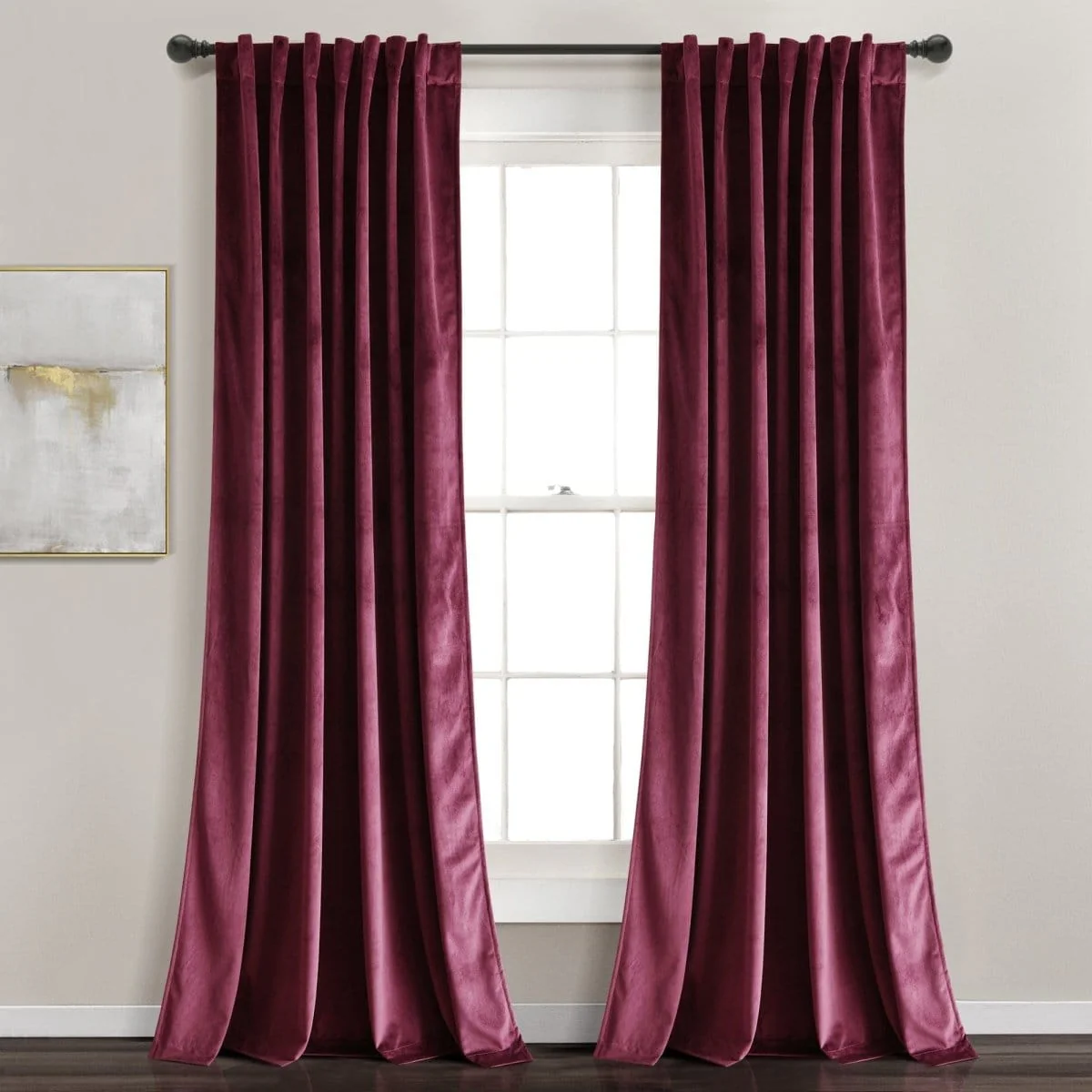 Prima Velvet Solid Back Tab Rod Pocket Light Filtering Window Curtain Panel Set - Image 4