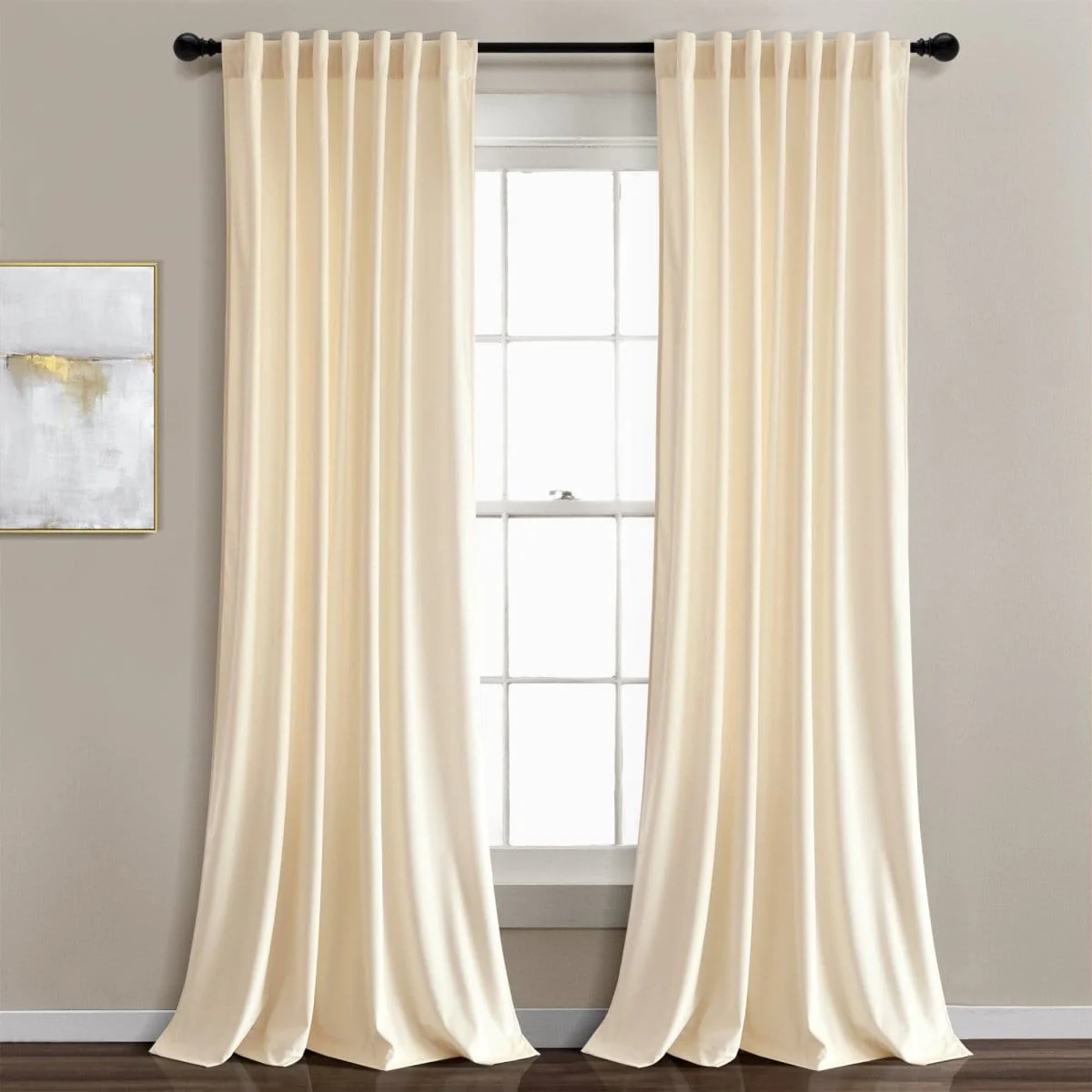 Prima Velvet Solid Back Tab Rod Pocket Light Filtering Window Curtain Panel Set - Image 6
