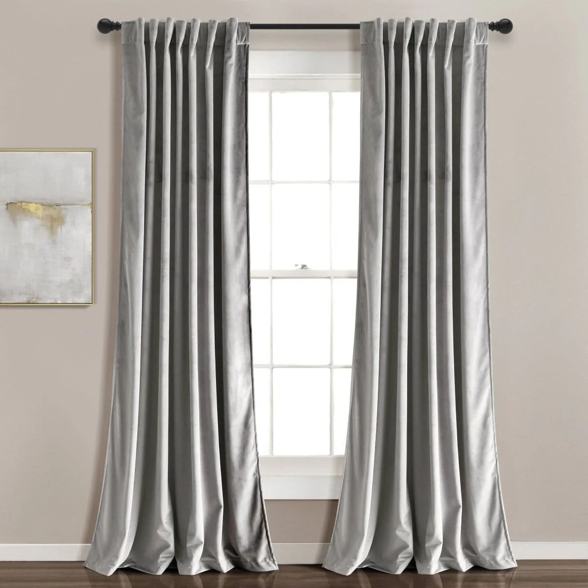 Prima Velvet Solid Back Tab Rod Pocket Light Filtering Window Curtain Panel Set - Image 9