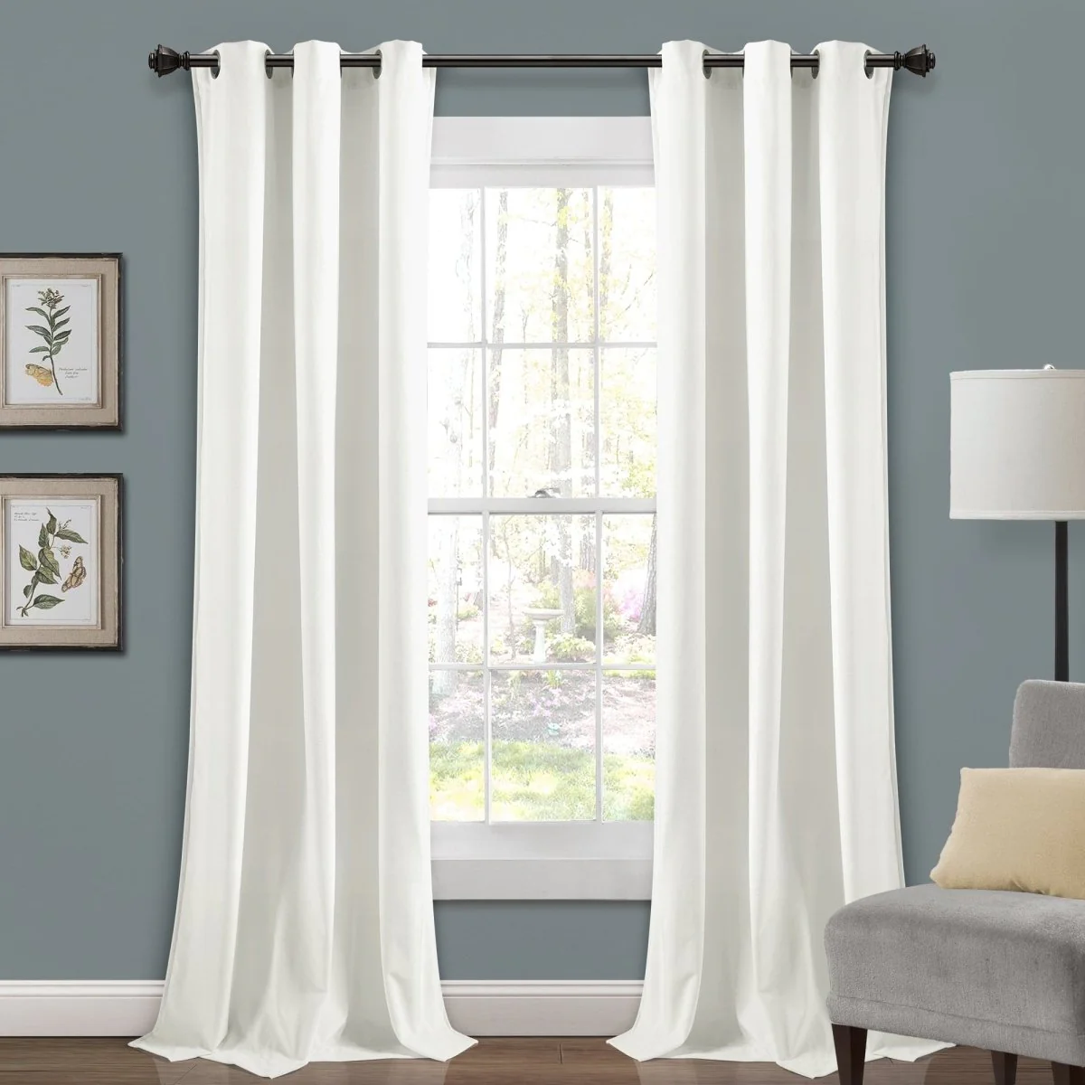 Prima Velvet Solid Grommet Light Filtering Window Curtain Panel Set - Image 2