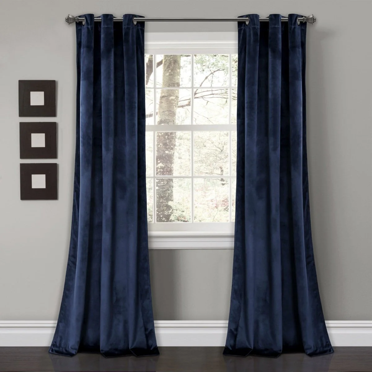 Prima Velvet Solid Grommet Light Filtering Window Curtain Panel Set - Image 3