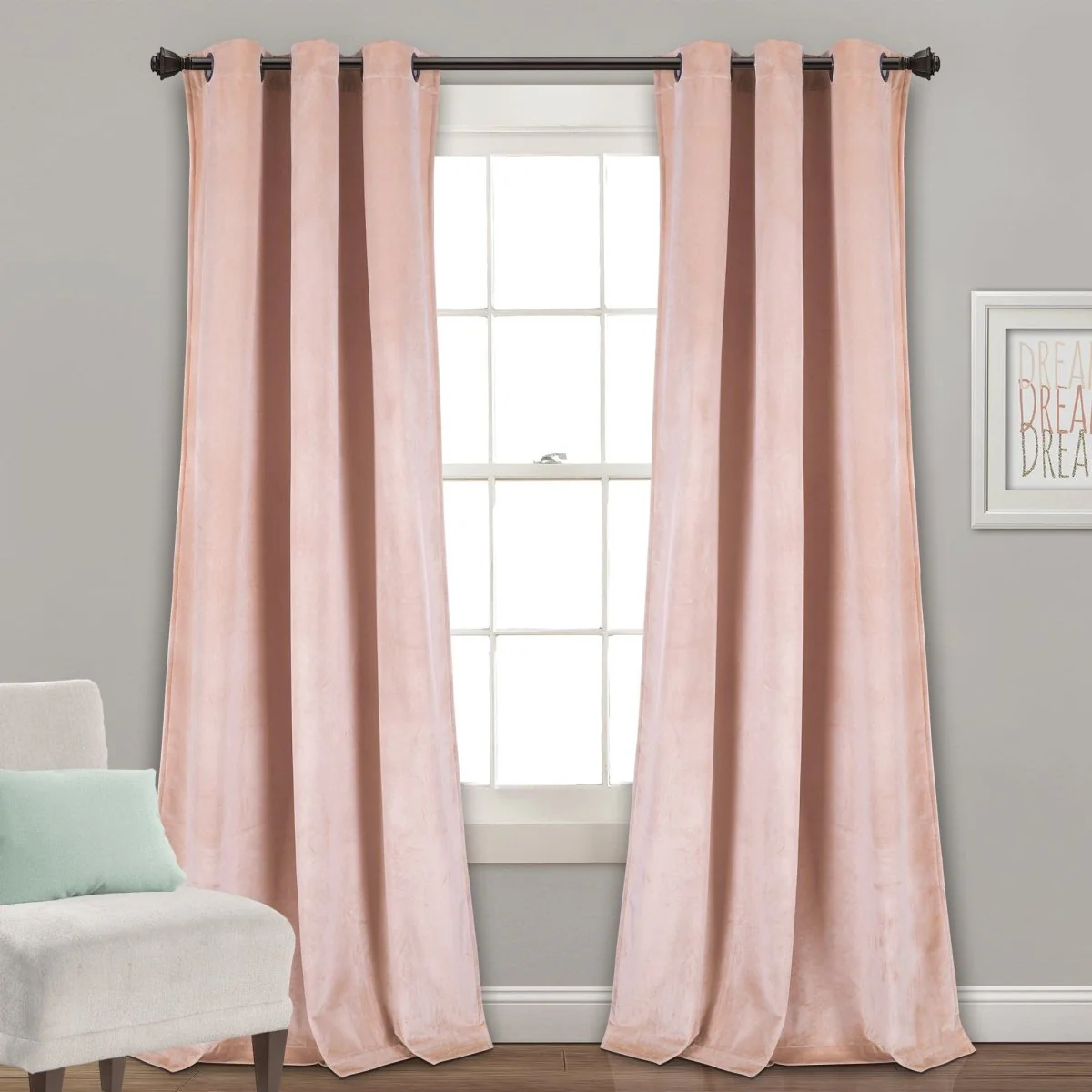 Prima Velvet Solid Grommet Light Filtering Window Curtain Panel Set - Image 33