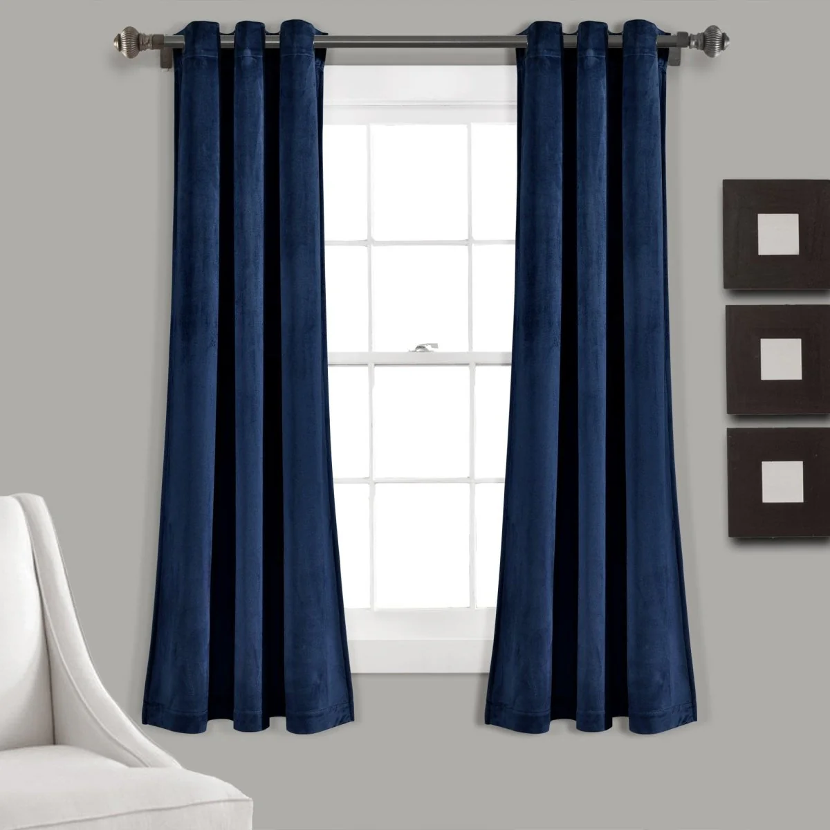 Prima Velvet Solid Grommet Light Filtering Window Curtain Panel Set - Image 4