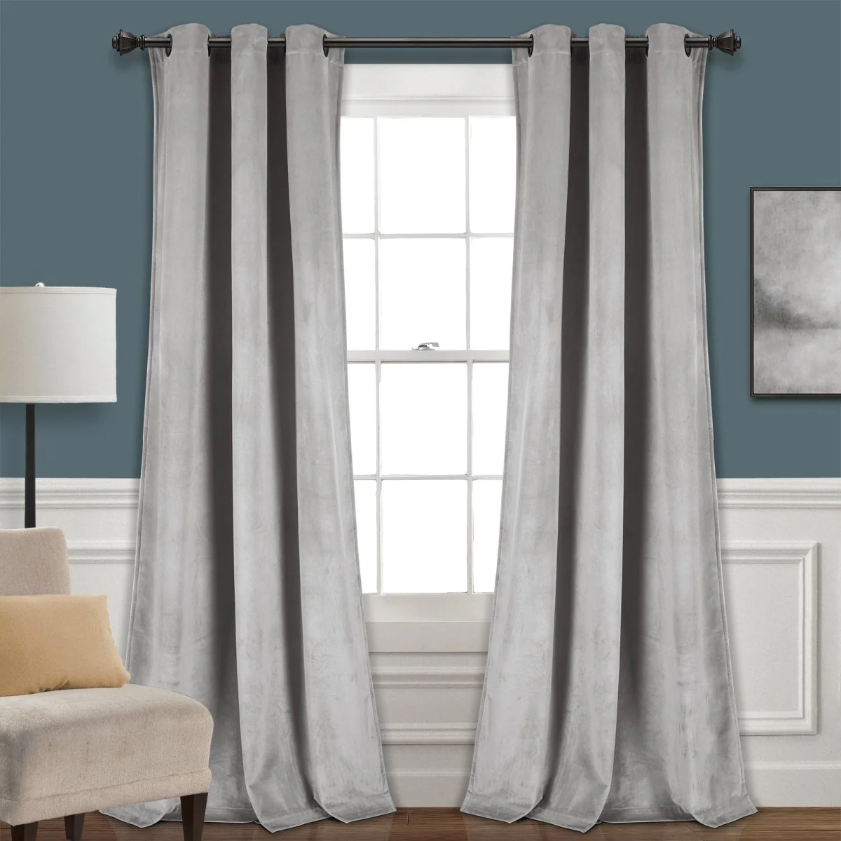 Prima Velvet Solid Grommet Light Filtering Window Curtain Panel Set - Image 42