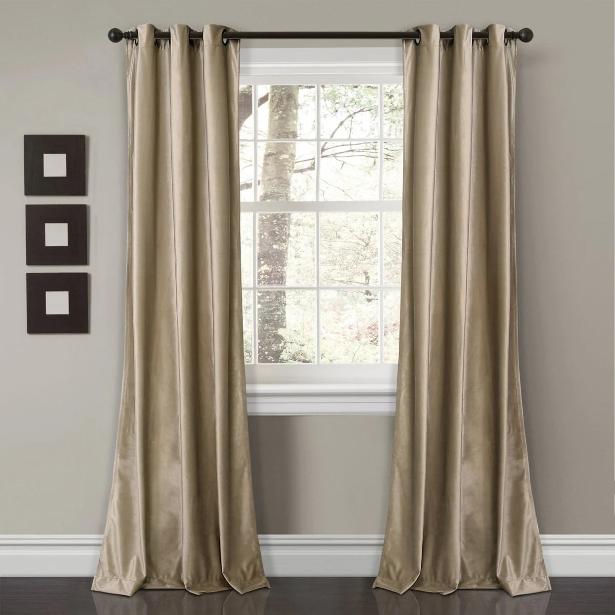 Prima Velvet Solid Grommet Light Filtering Window Curtain Panel Set - Image 47