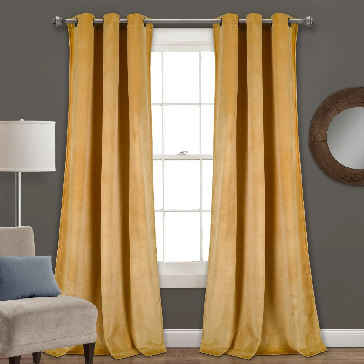 Prima Velvet Solid Grommet Light Filtering Window Curtain Panel Set - Image 52