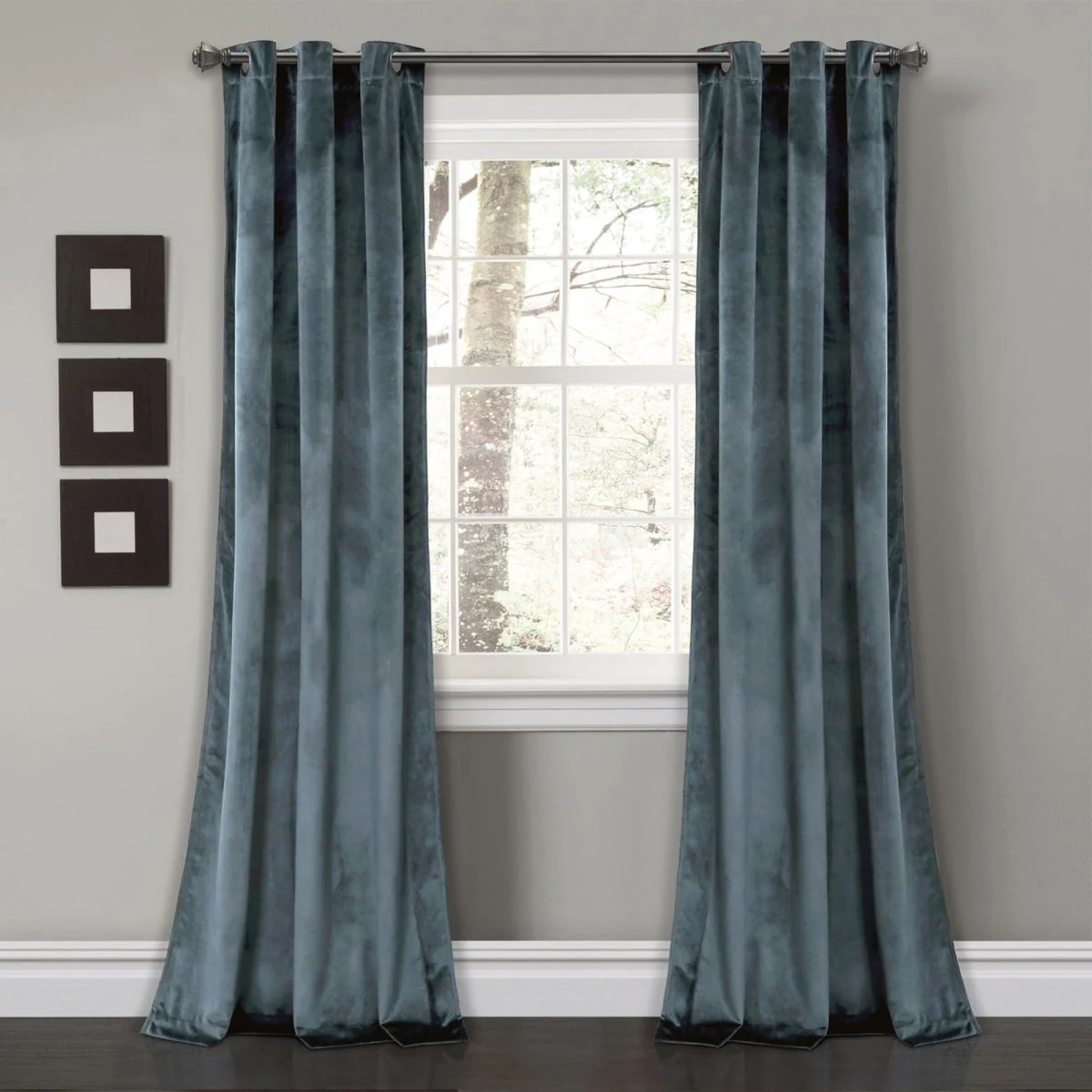 Prima Velvet Solid Grommet Light Filtering Window Curtain Panel Set - Image 62