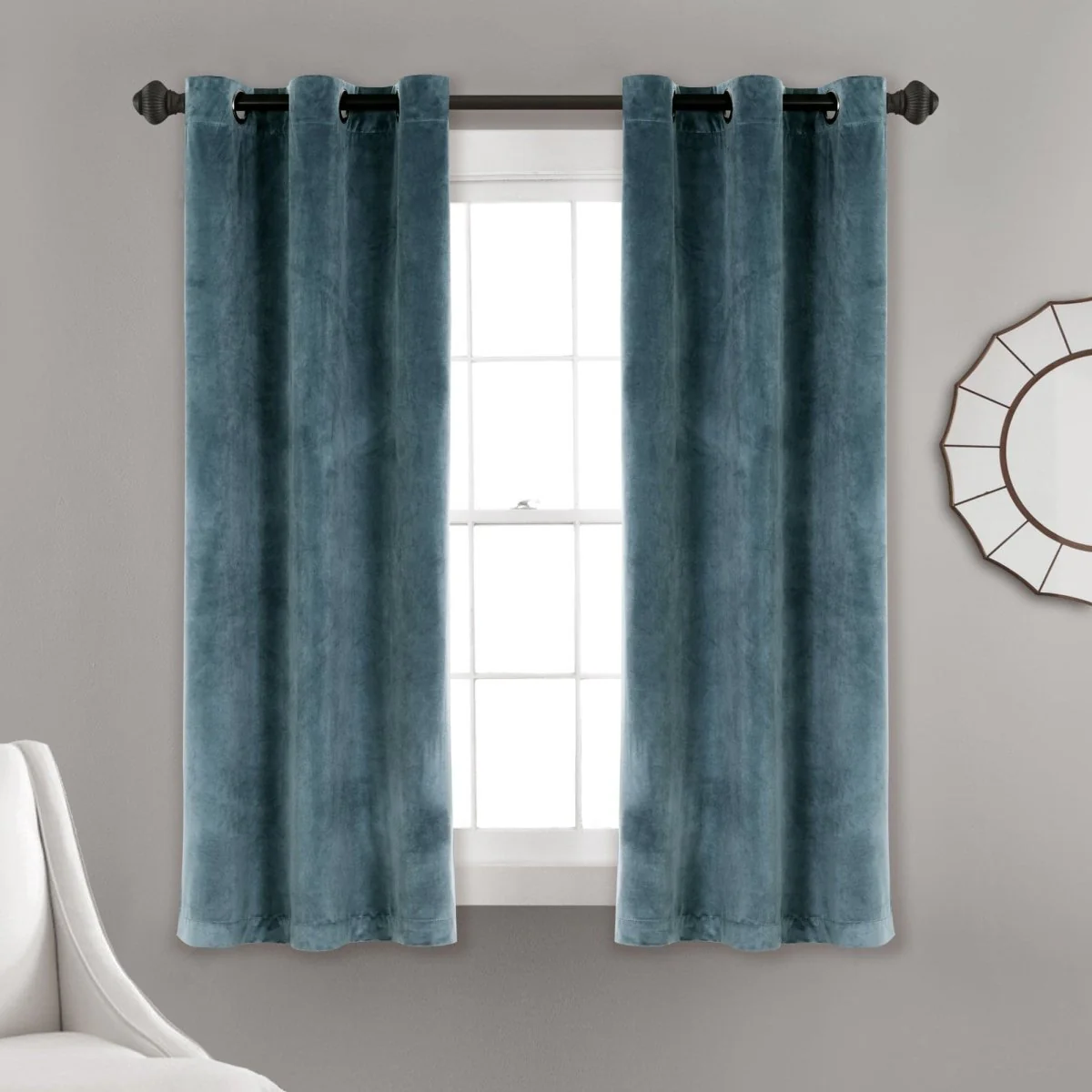 Prima Velvet Solid Grommet Light Filtering Window Curtain Panel Set - Image 63