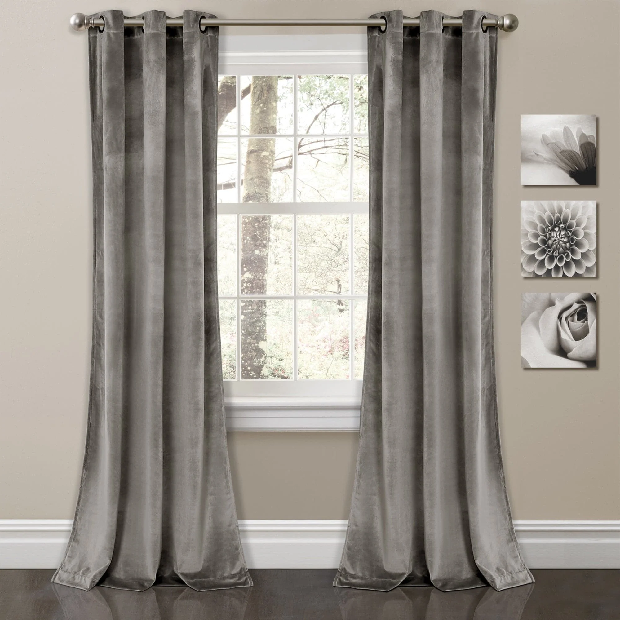 Prima Velvet Solid Grommet Light Filtering Window Curtain Panel Set - Image 71