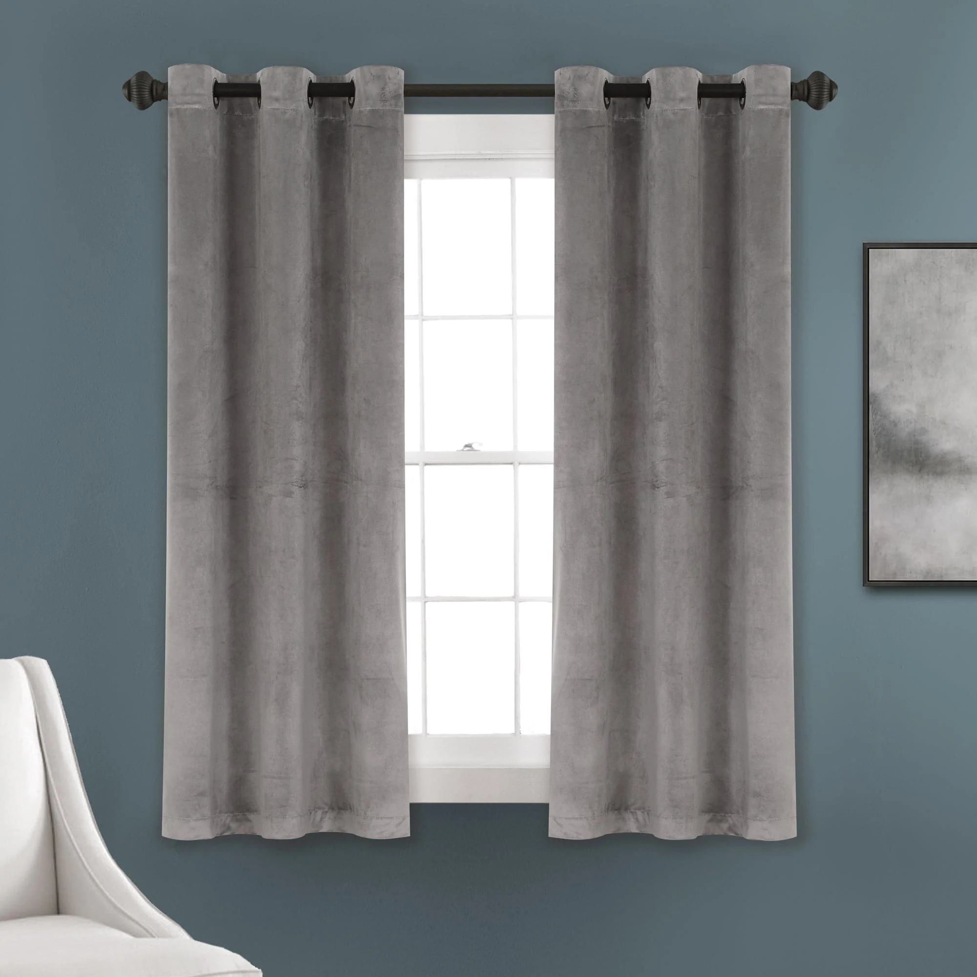 Prima Velvet Solid Grommet Light Filtering Window Curtain Panel Set - Image 72