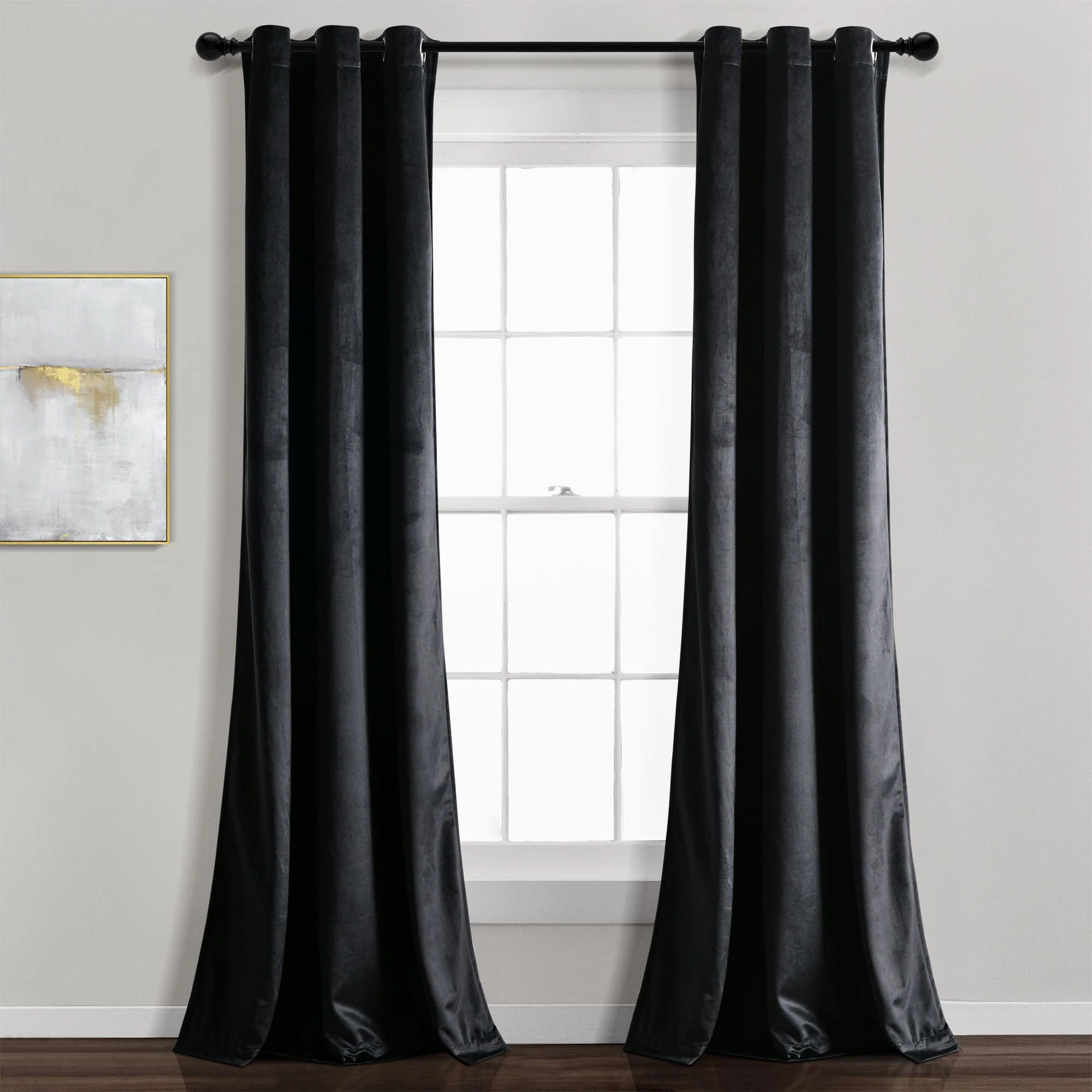 Prima Velvet Solid Grommet Light Filtering Window Curtain Panel Set - Image 81